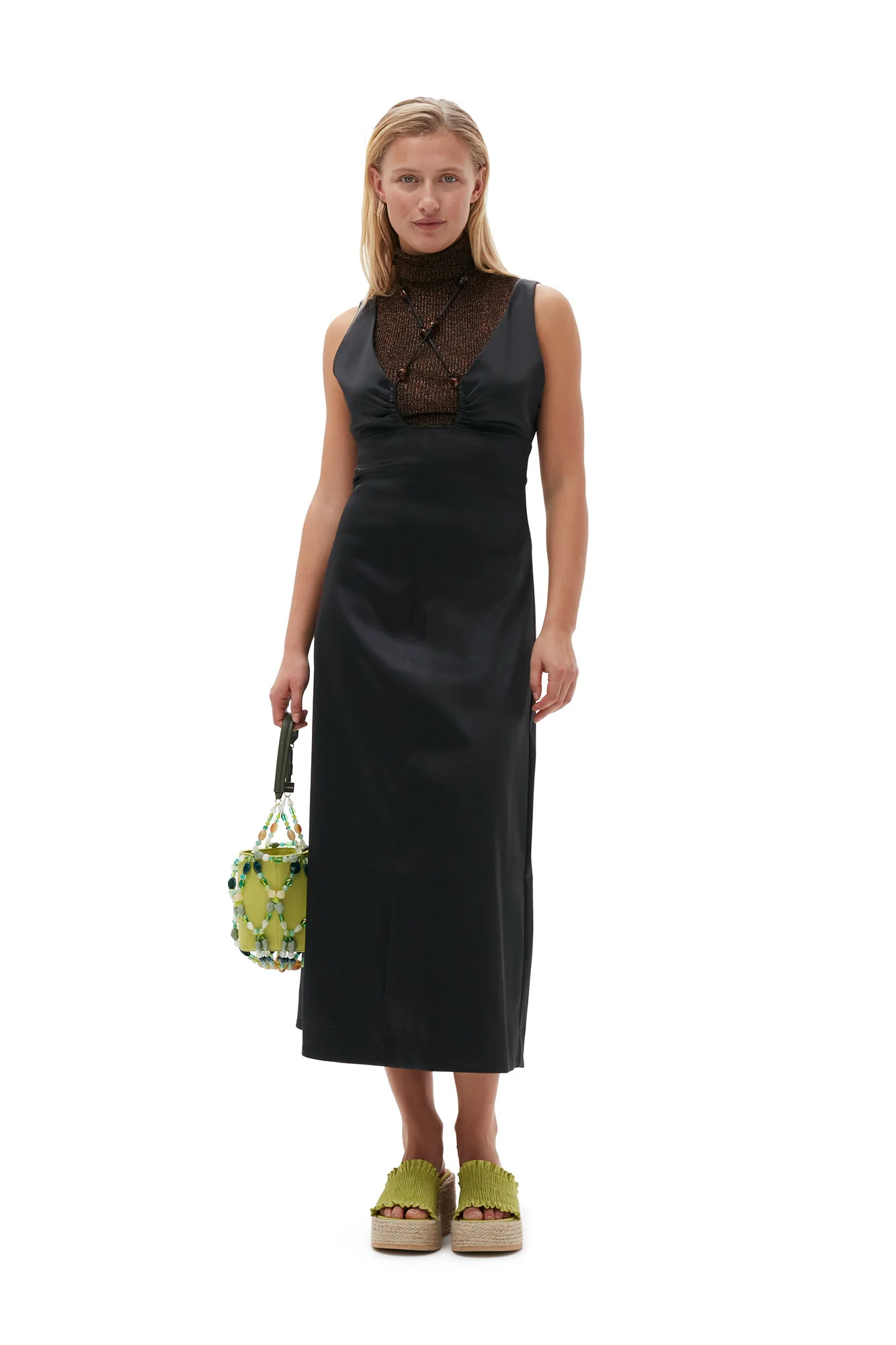 Double Satin Halter-Neck Dress | Black - Image 5