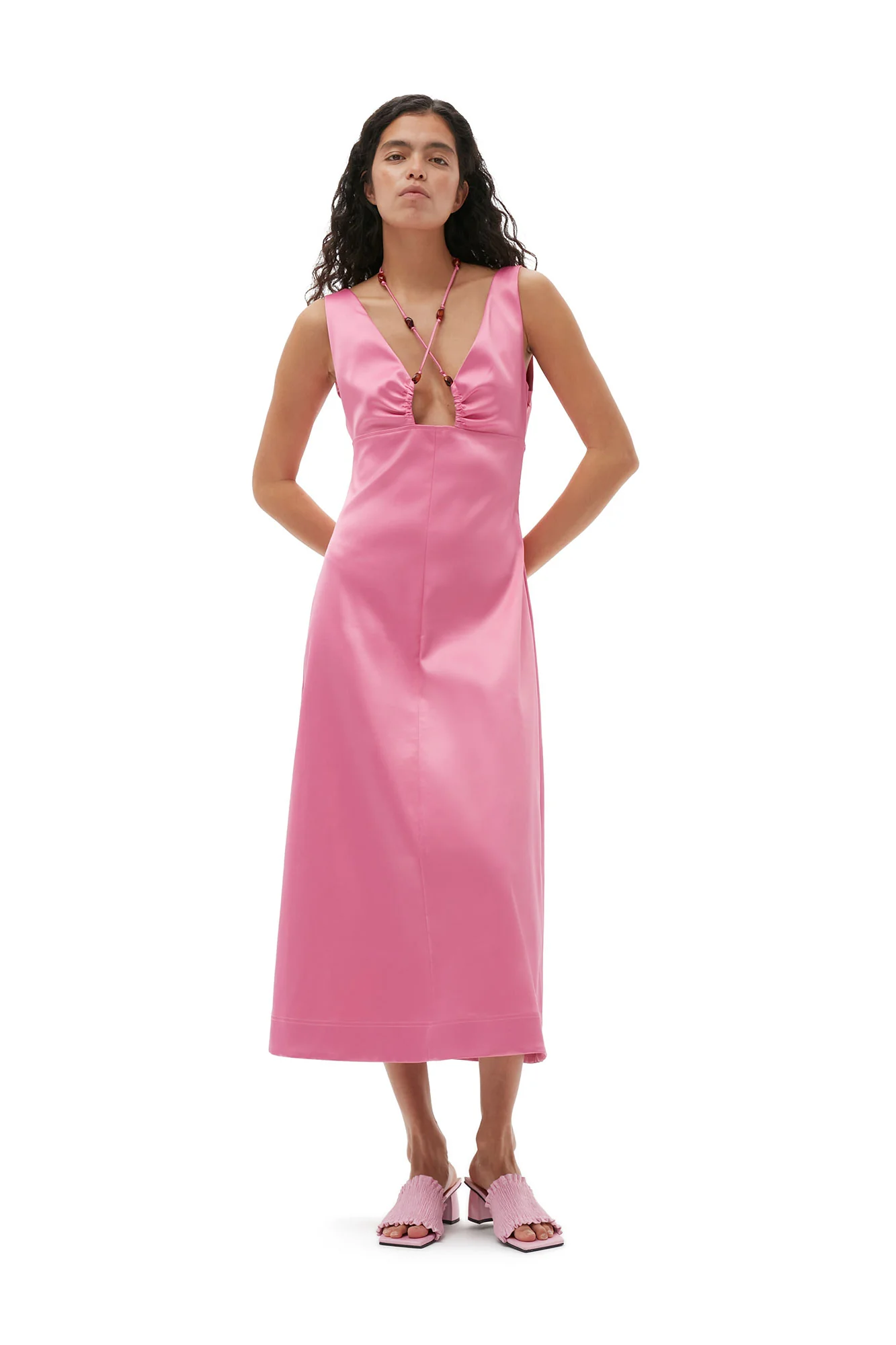 Double Satin Halter-Neck Dress | Wild Orchid - Image 3