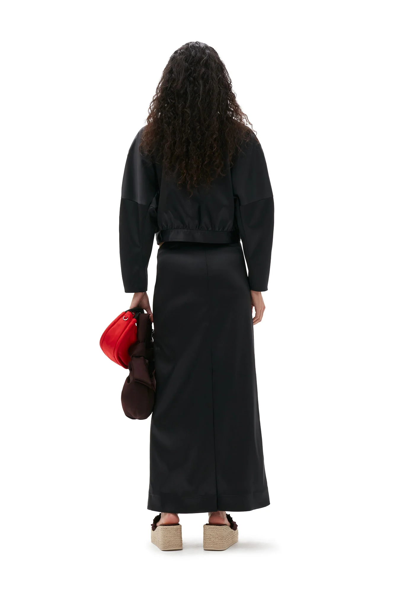 Double Satin Maxi Skirt | Black - Image 4