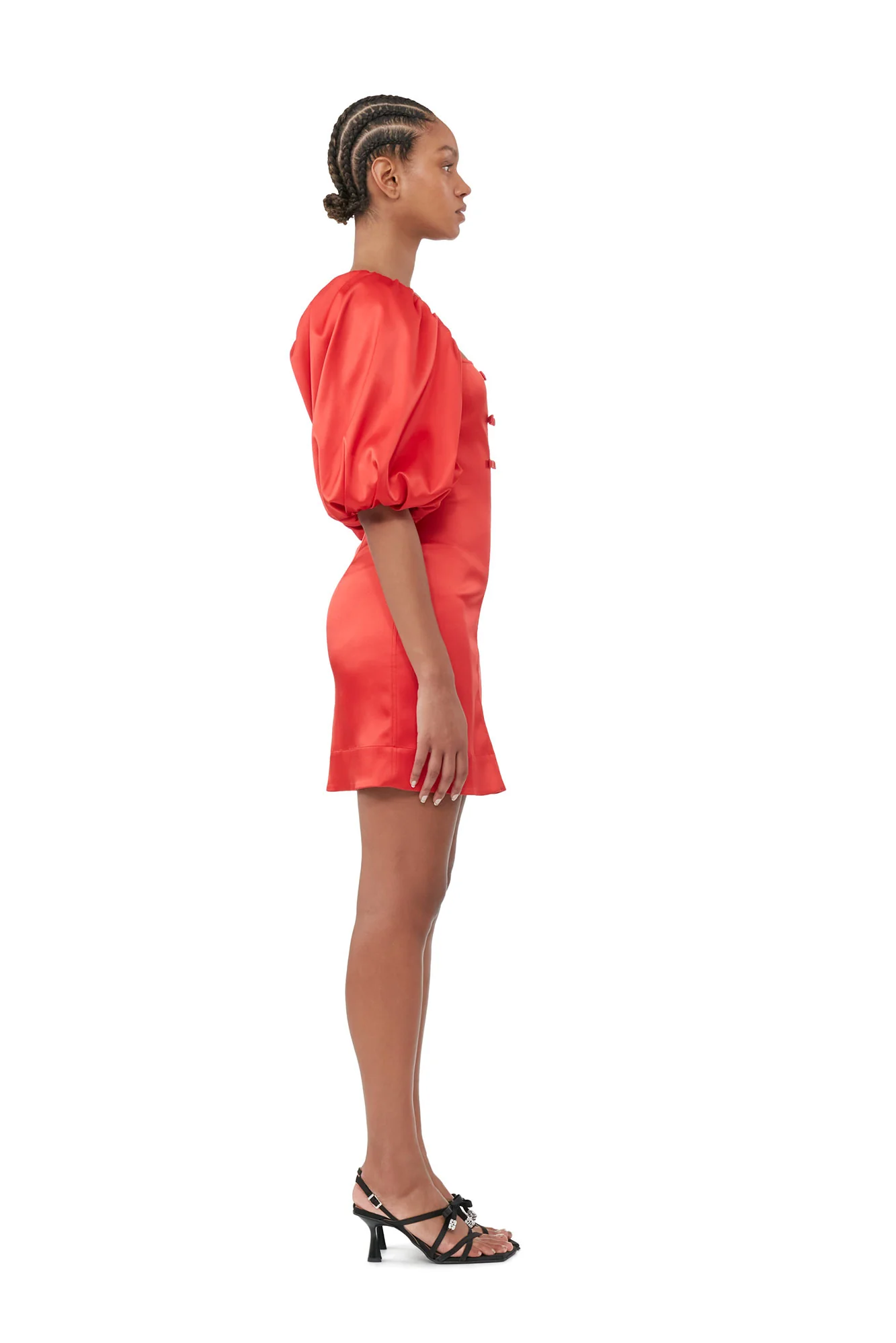 Double Satin Mini Dress | Racing Red - Image 2