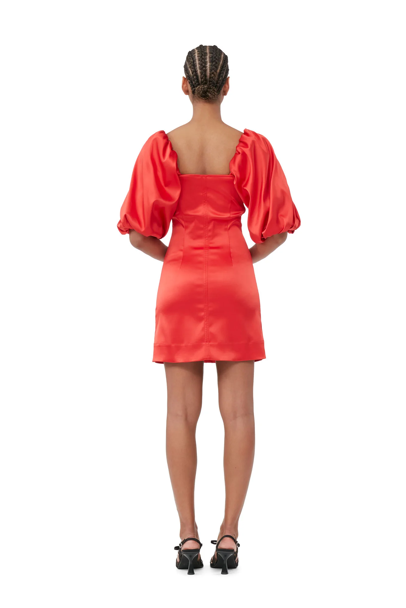 Double Satin Mini Dress | Racing Red - Image 3