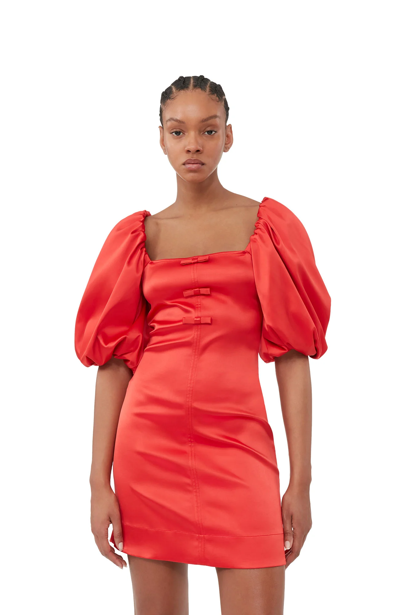 Double Satin Mini Dress | Racing Red - Image 4