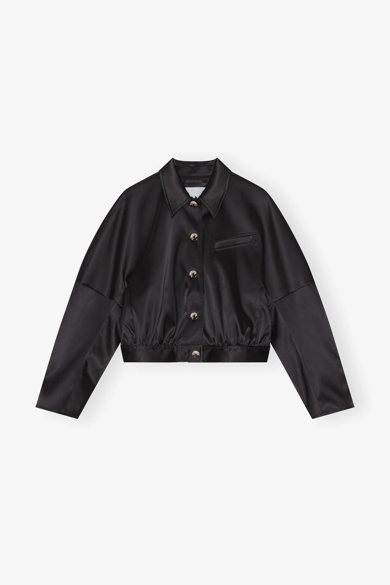 Double Satin Short Jacket | Black - Image 2