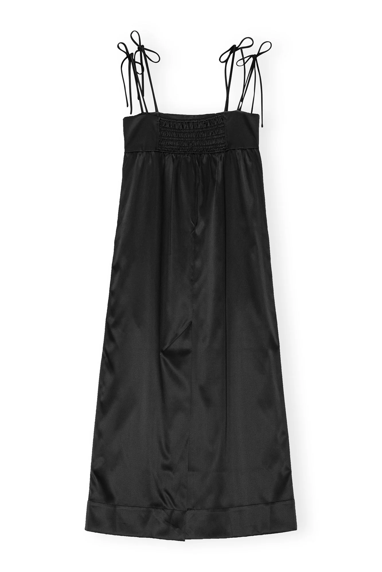 Double Satin String Long Dress | Black - Image 2