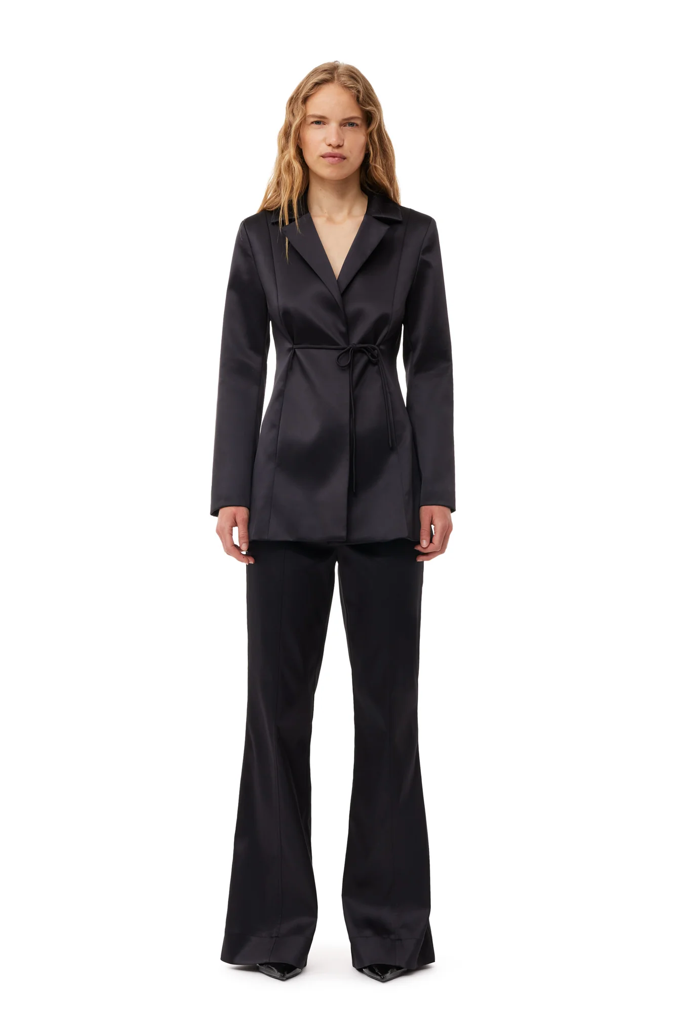 Double Satin Tiestring Blazer | Black - Image 4