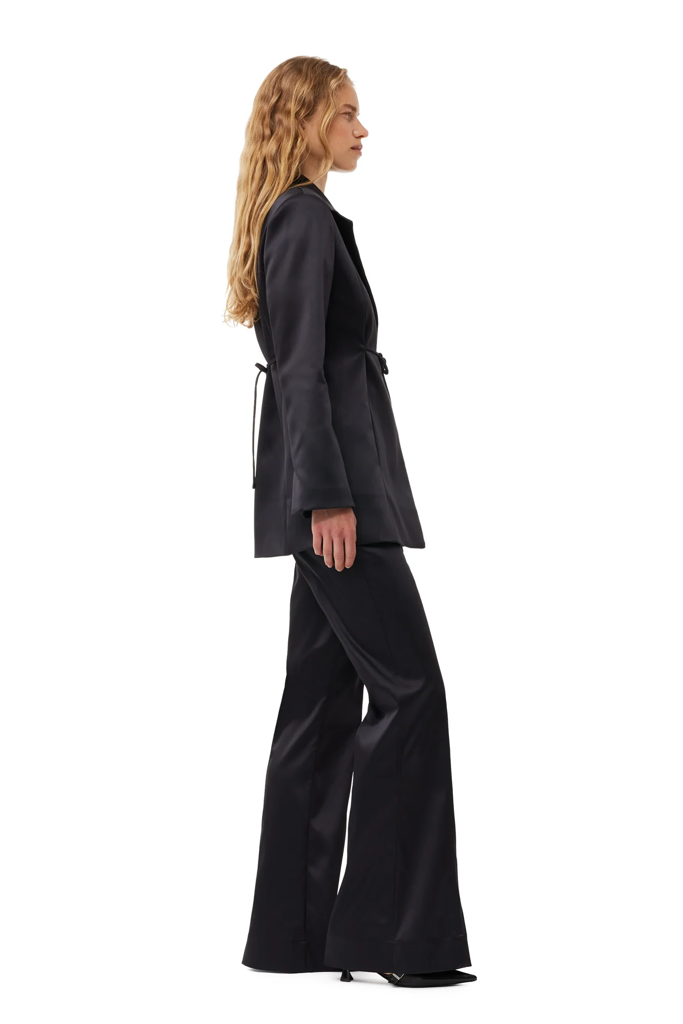 Double Satin Tiestring Blazer | Black - Image 6