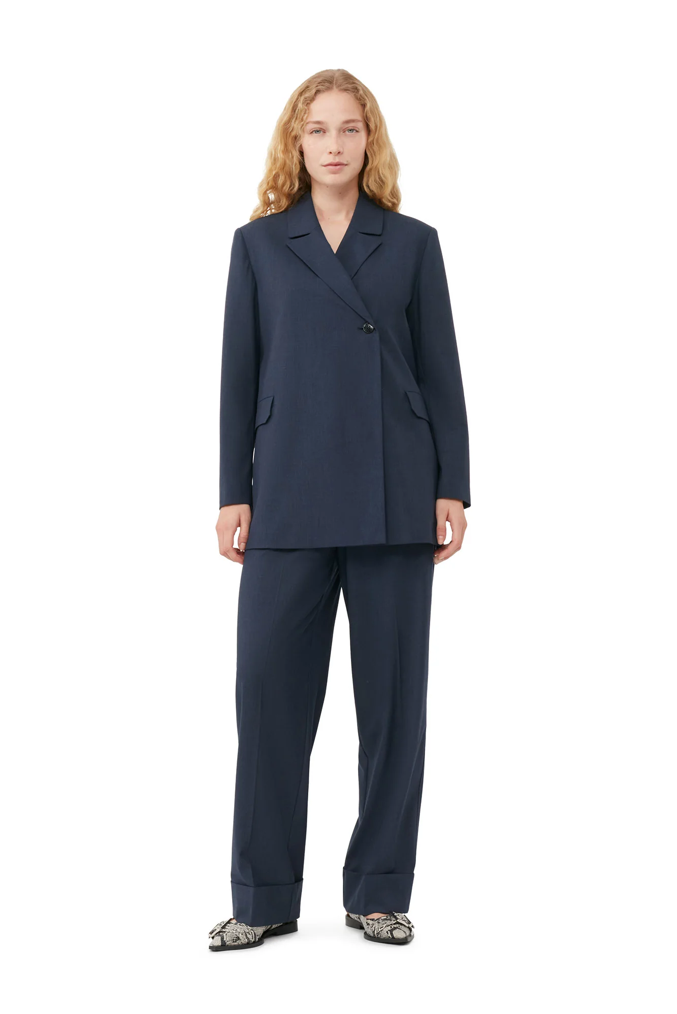 Drapey Melange Blazer | Sky Captain - Image 3