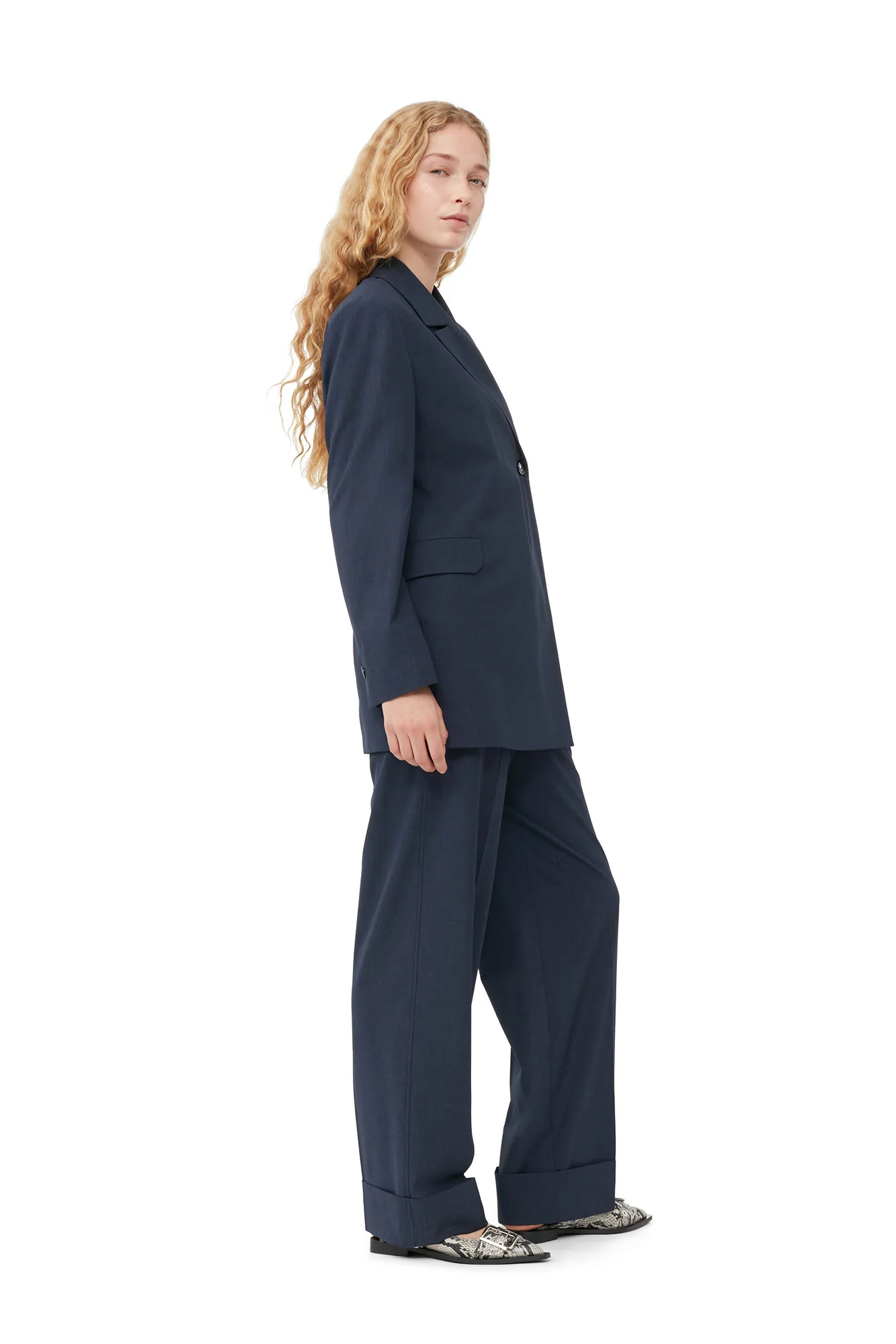 Drapey Melange Blazer | Sky Captain - Image 4