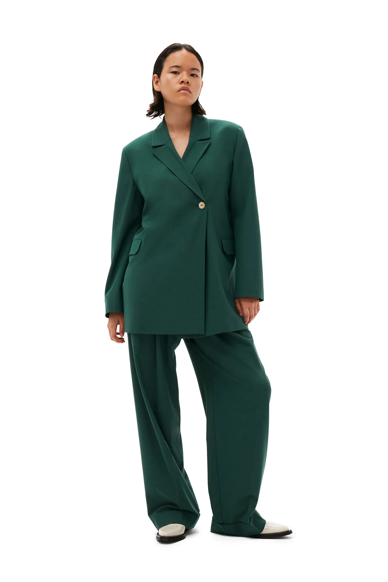 Drapey Melange Blazer | Trekking Green - Image 3