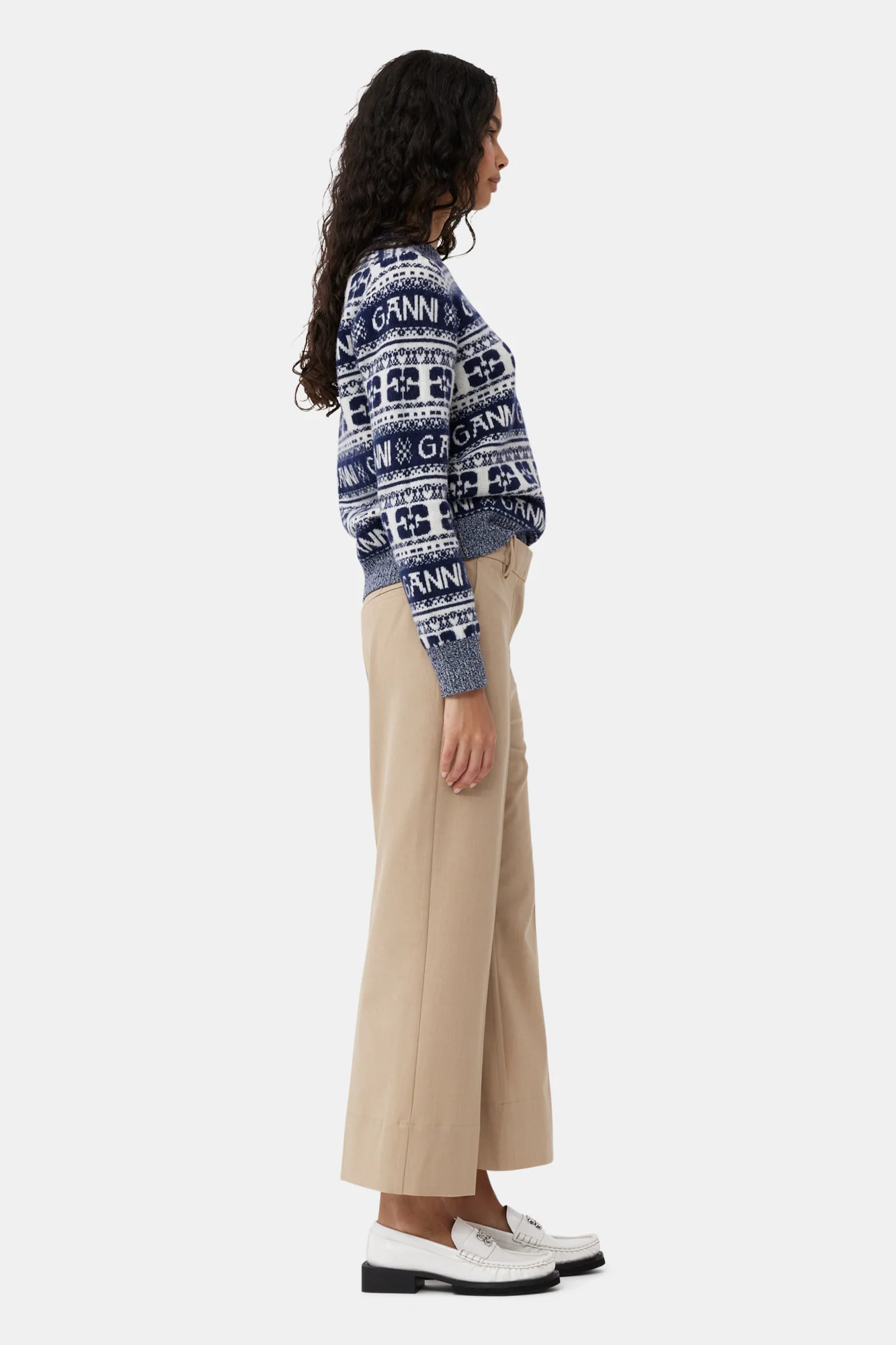 Drapey Melange Cropped Trousers | Safari - Image 5