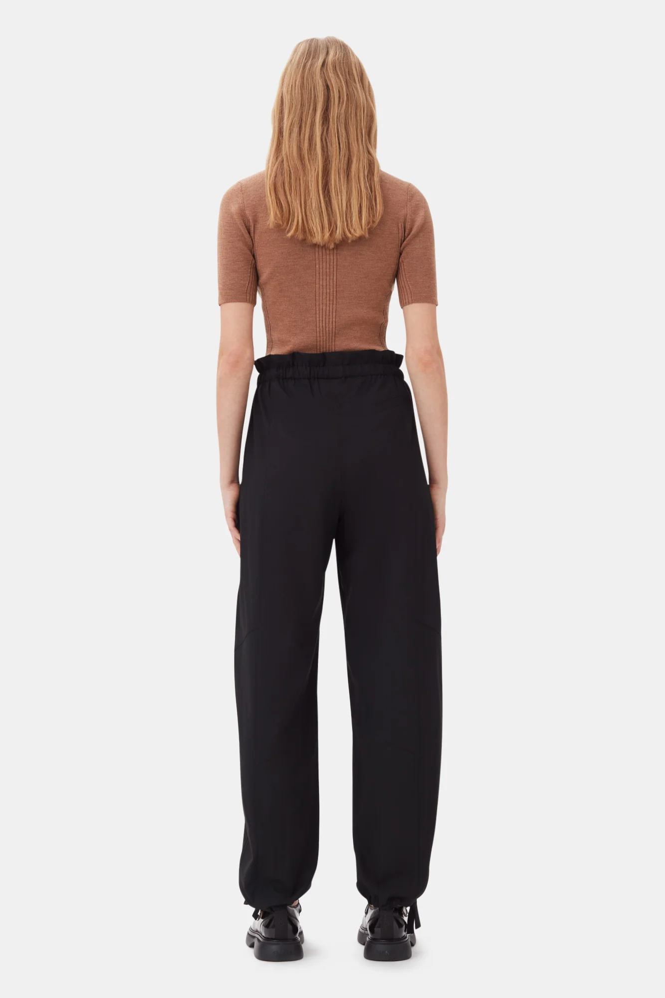 Drapey Melange Elasticated Waist Trousers | Black - Image 5