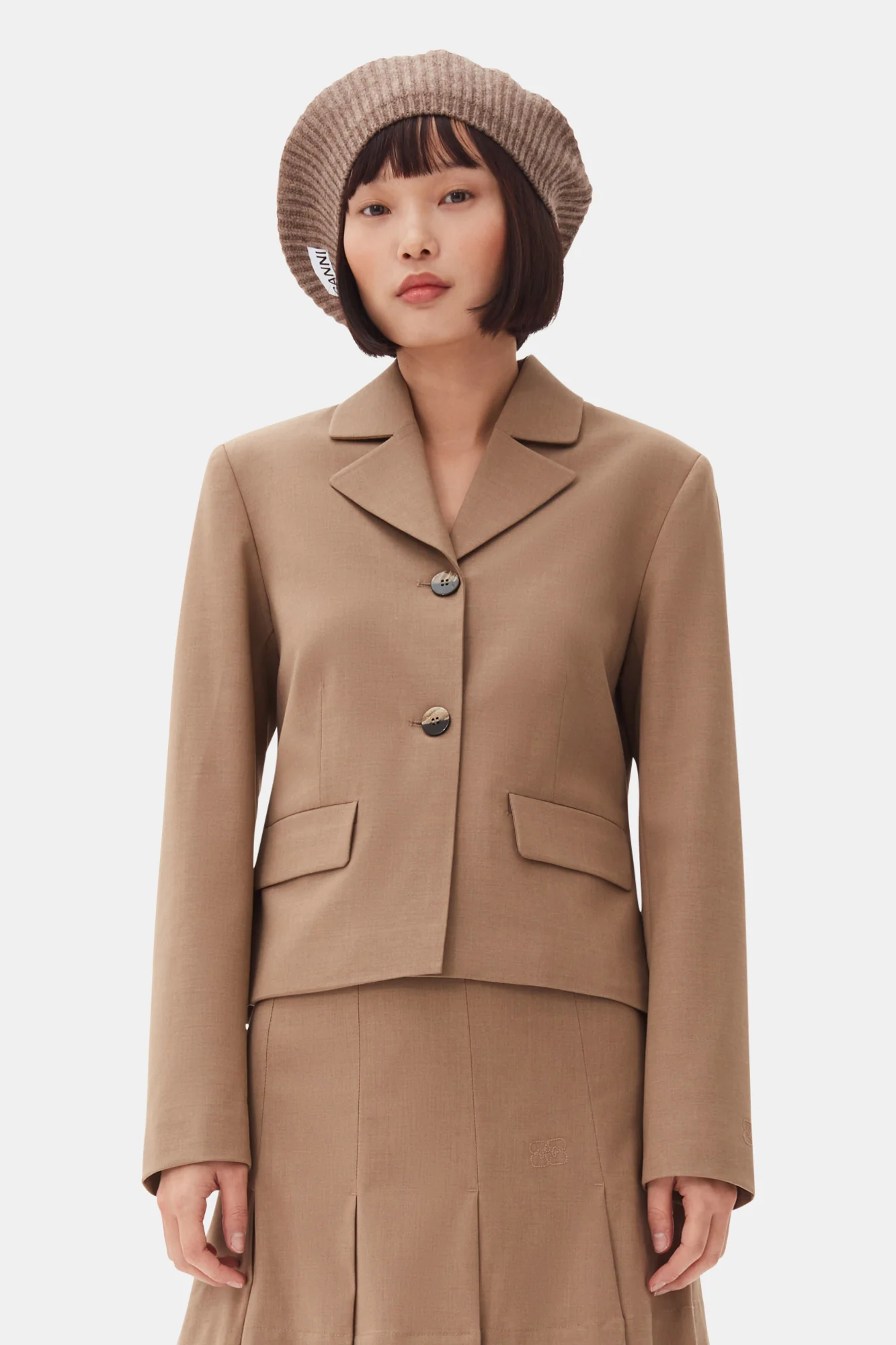 Drapey Melange Fitted Blazer | Tiger's Eye - Image 3