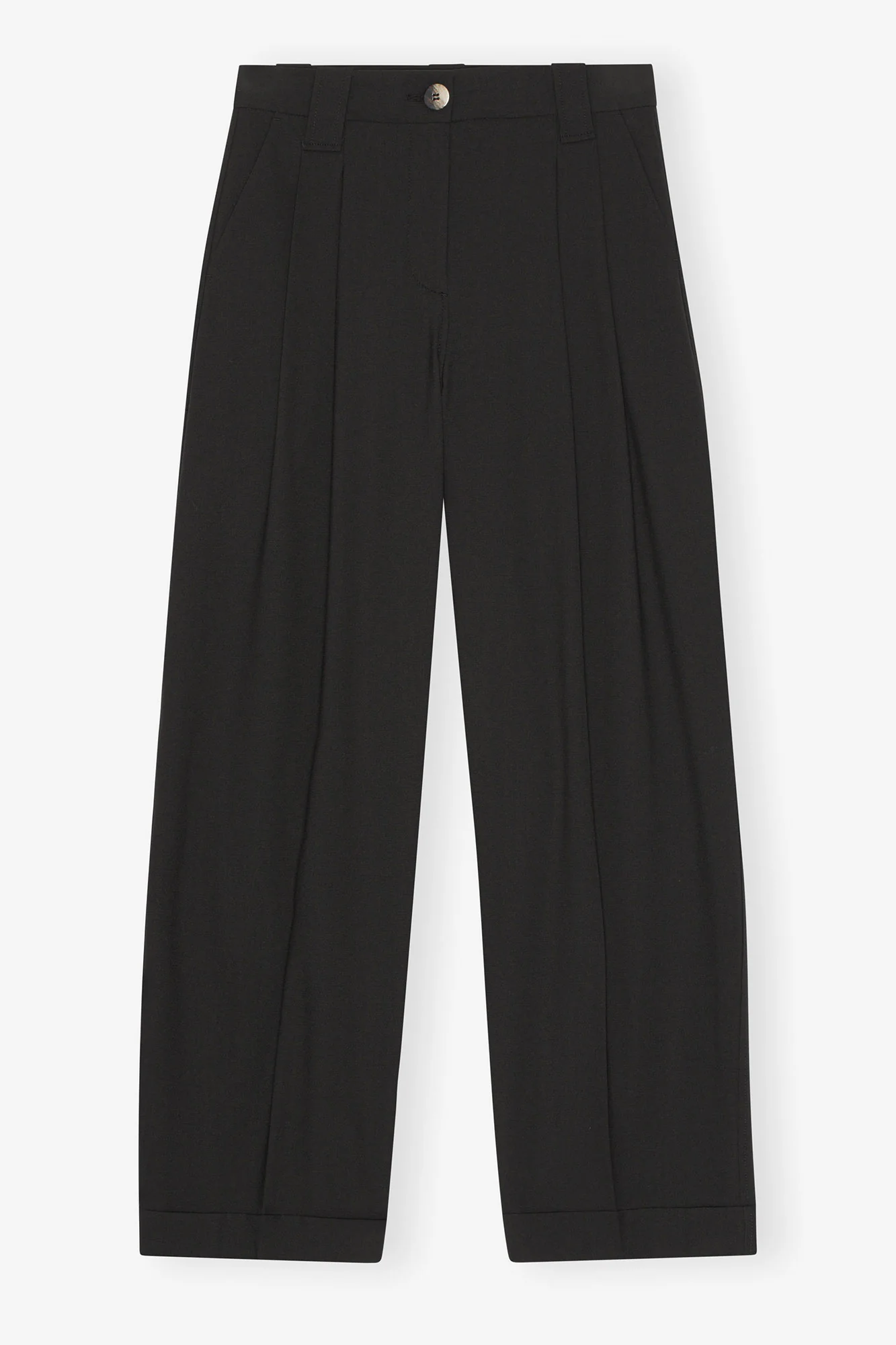 Drapey Melange Loose Mid Waist Pleat Pants | Black - Image 2