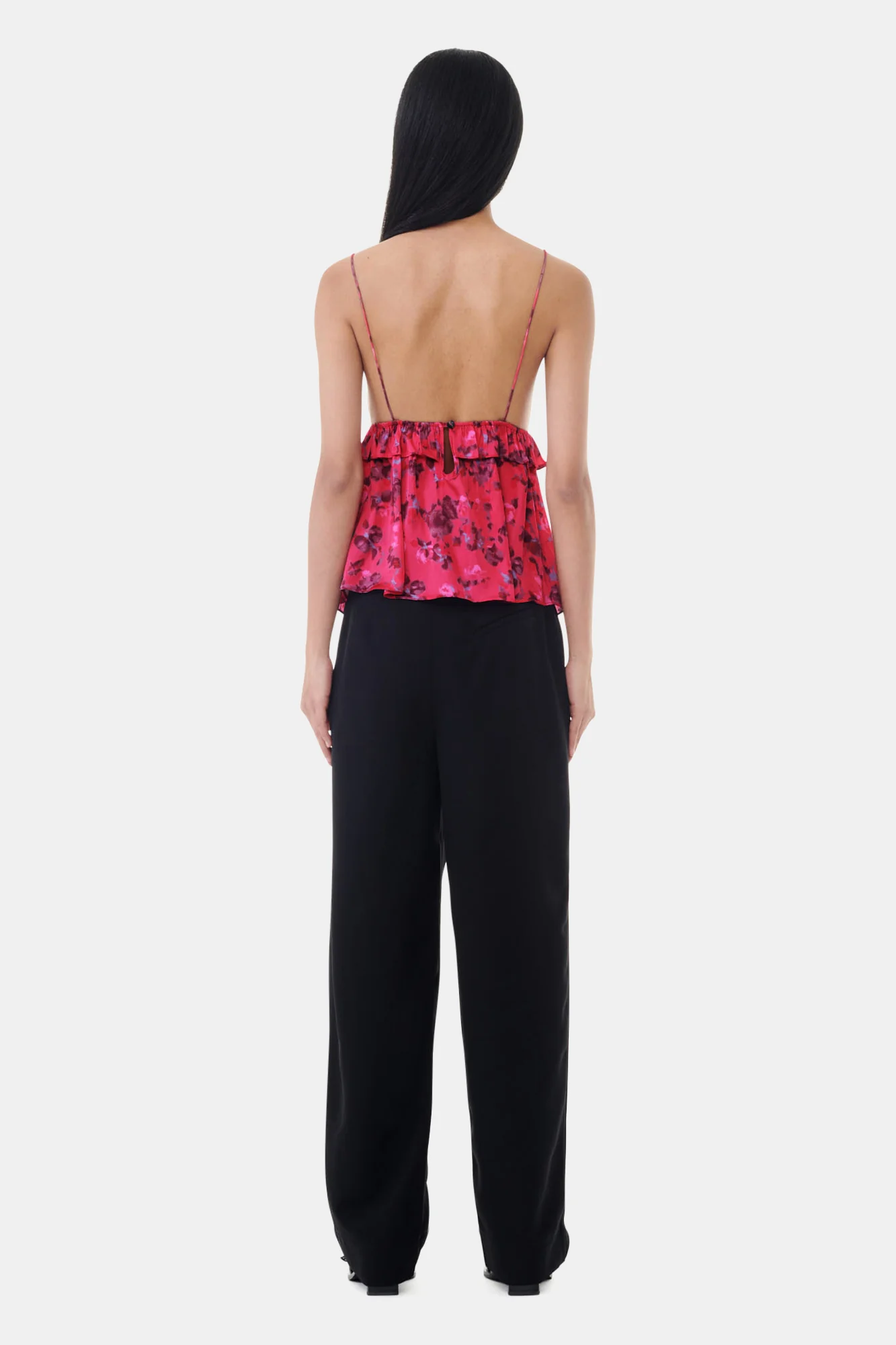 Drapey Melange Loose Mid Waist Pleat Pants | Black - Image 9