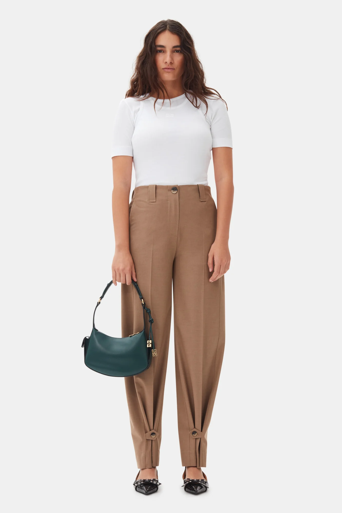 Drapey Melange Mid Waist Pants | Tiger's Eye - Image 3
