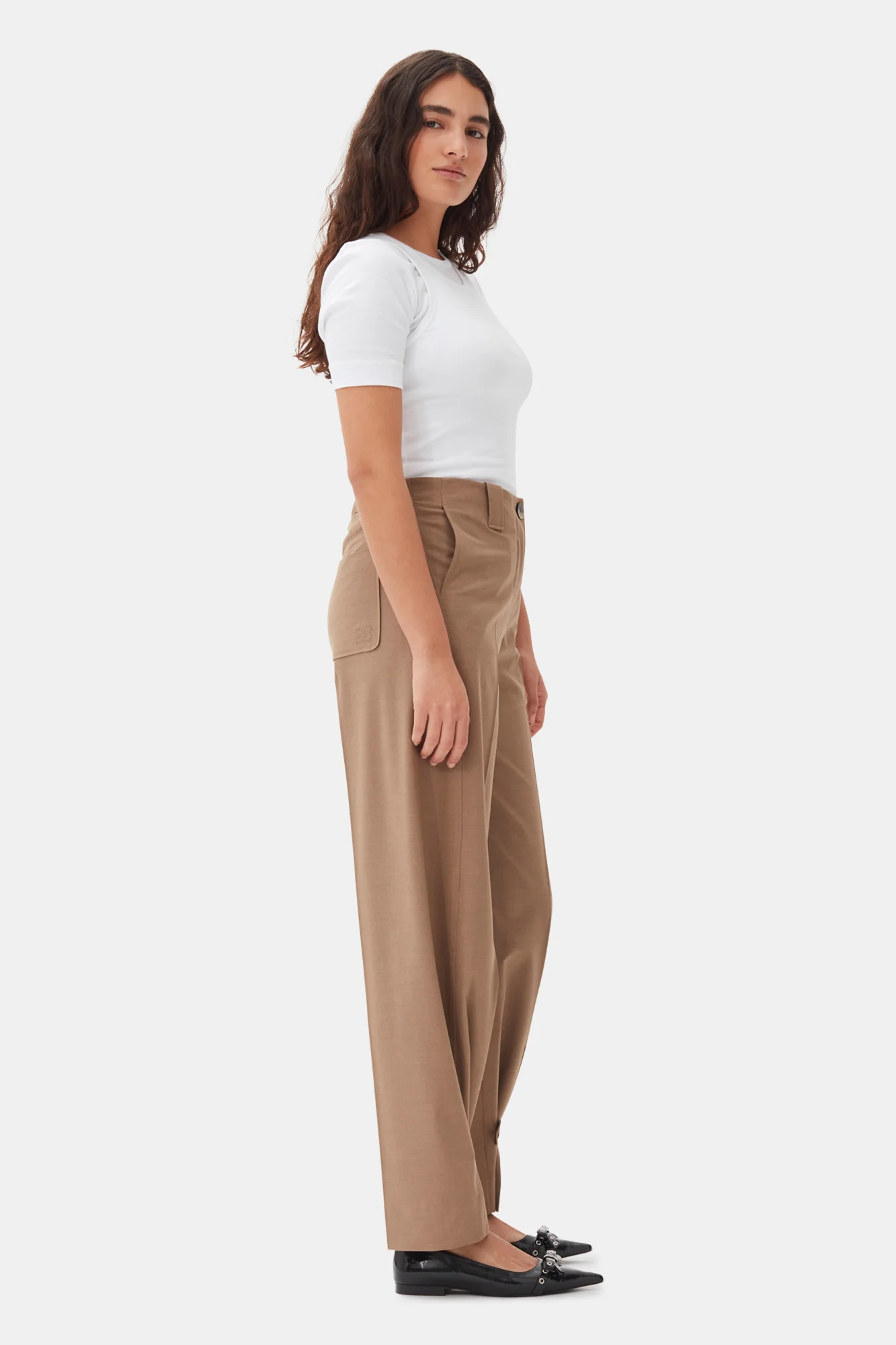 Drapey Melange Mid Waist Pants | Tiger's Eye - Image 4