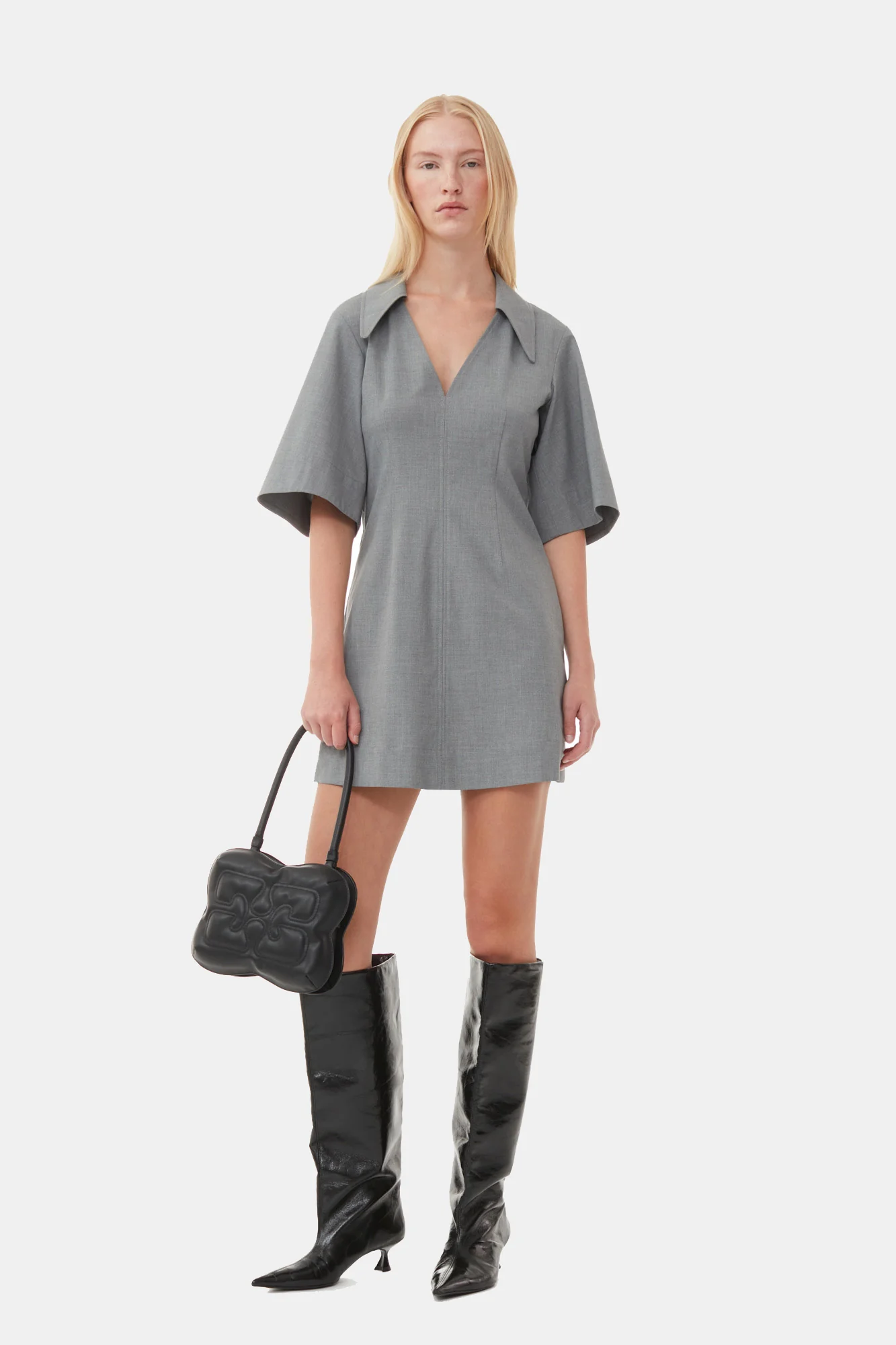 Drapey Melange Mini Dress | Paloma Melange - Image 4