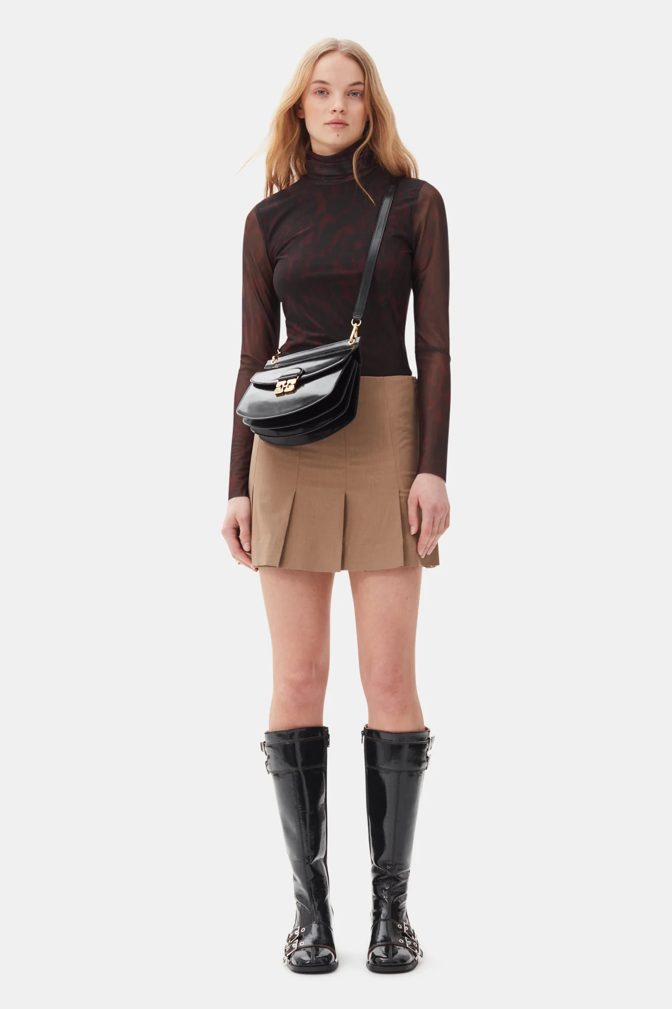 Drapey Melange Mini Skirt | Tiger's Eye - Image 3