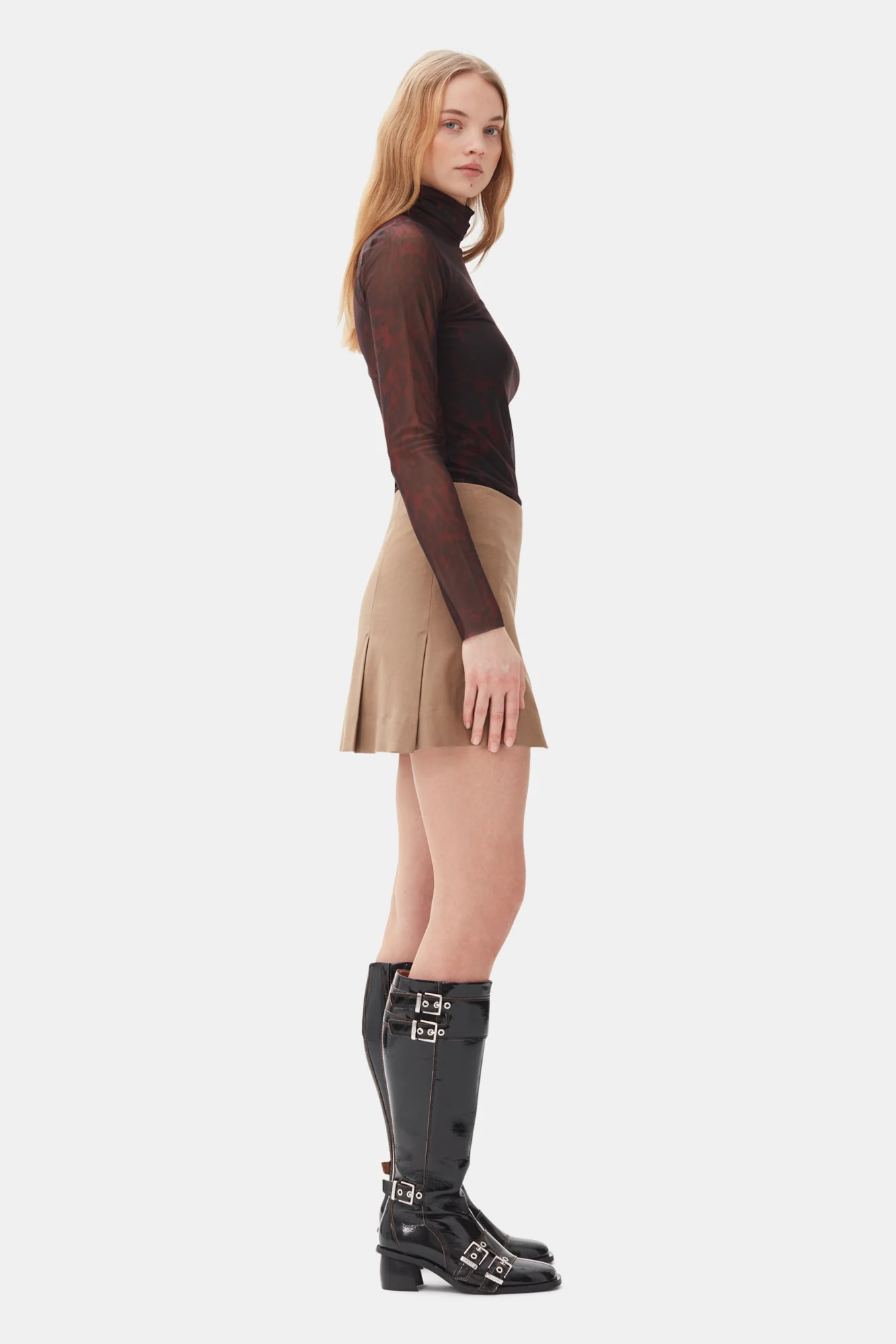 Drapey Melange Mini Skirt | Tiger's Eye - Image 4
