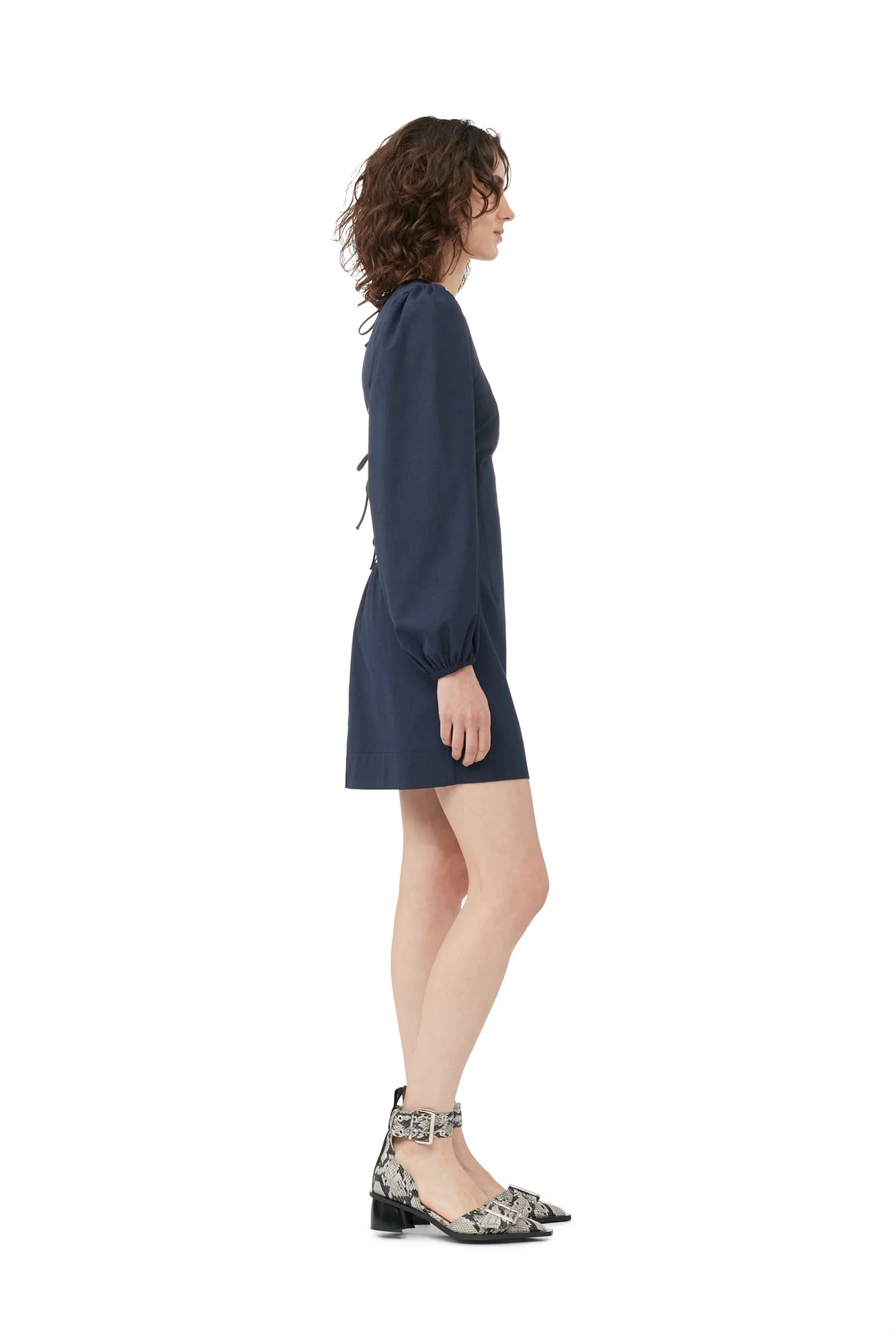 Drapey Melange Open Back Mini Dress | Sky Captain - Image 6