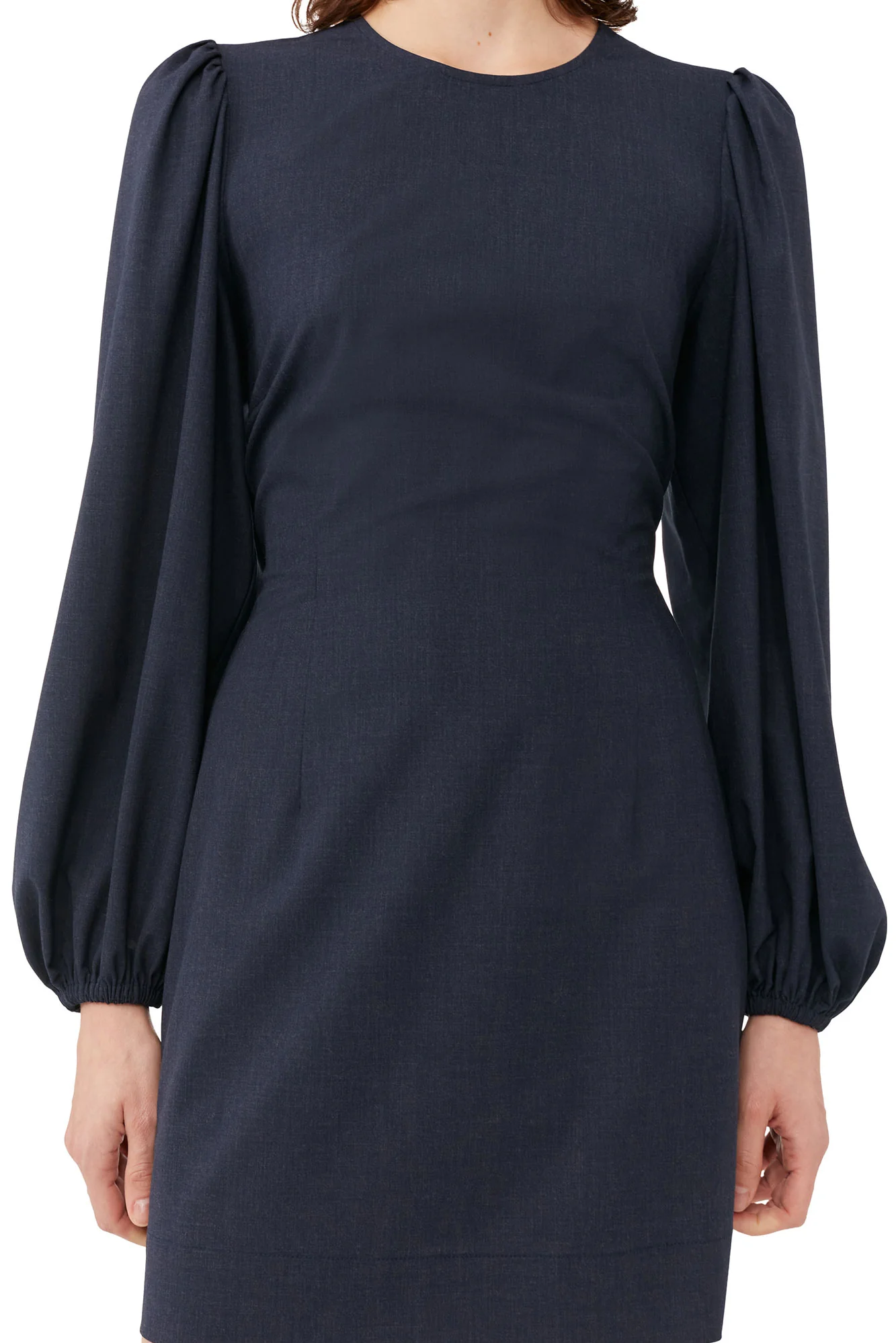 Drapey Melange Open Back Mini Dress | Sky Captain - Image 8