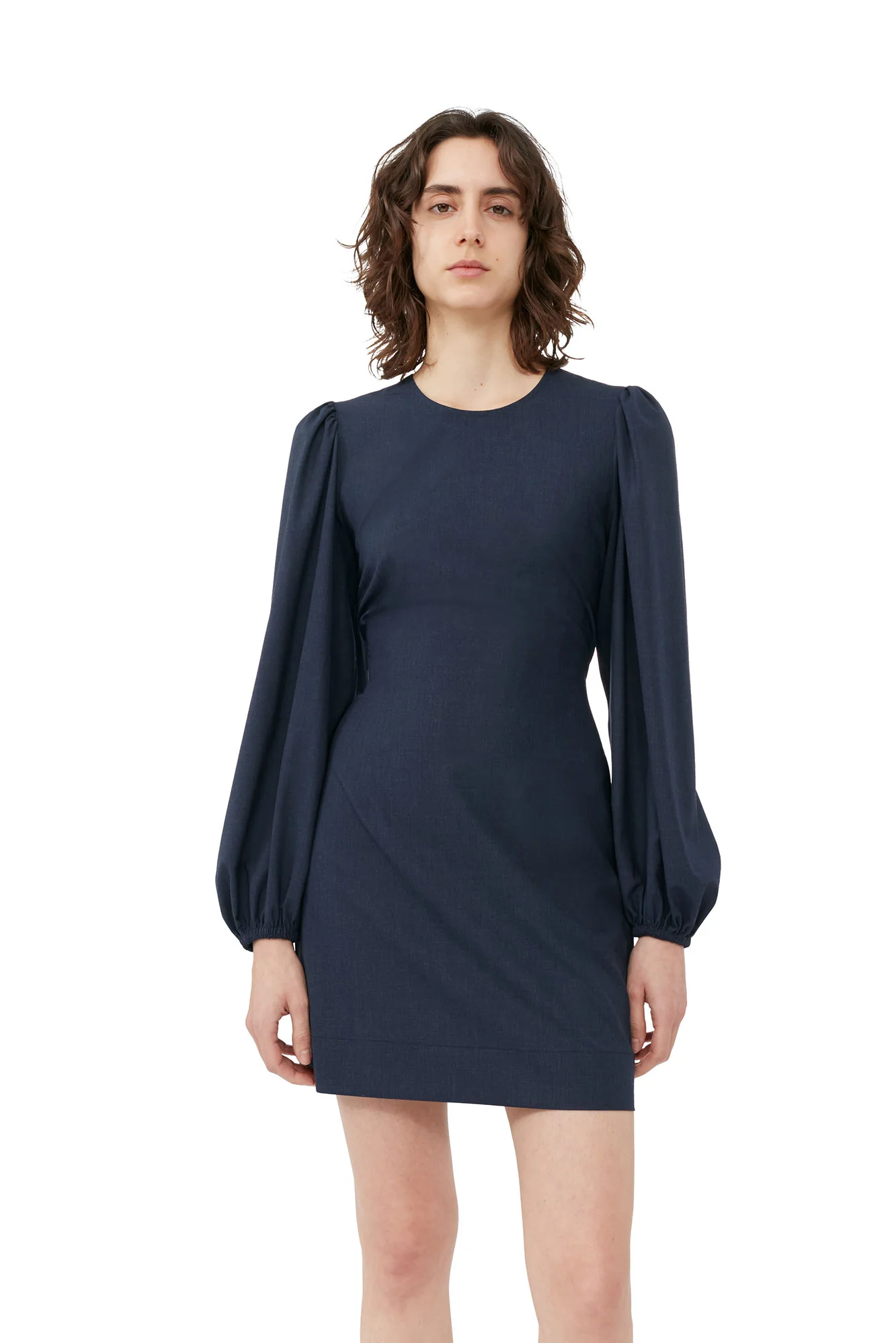 Drapey Melange Open Back Mini Dress | Sky Captain - Image 9
