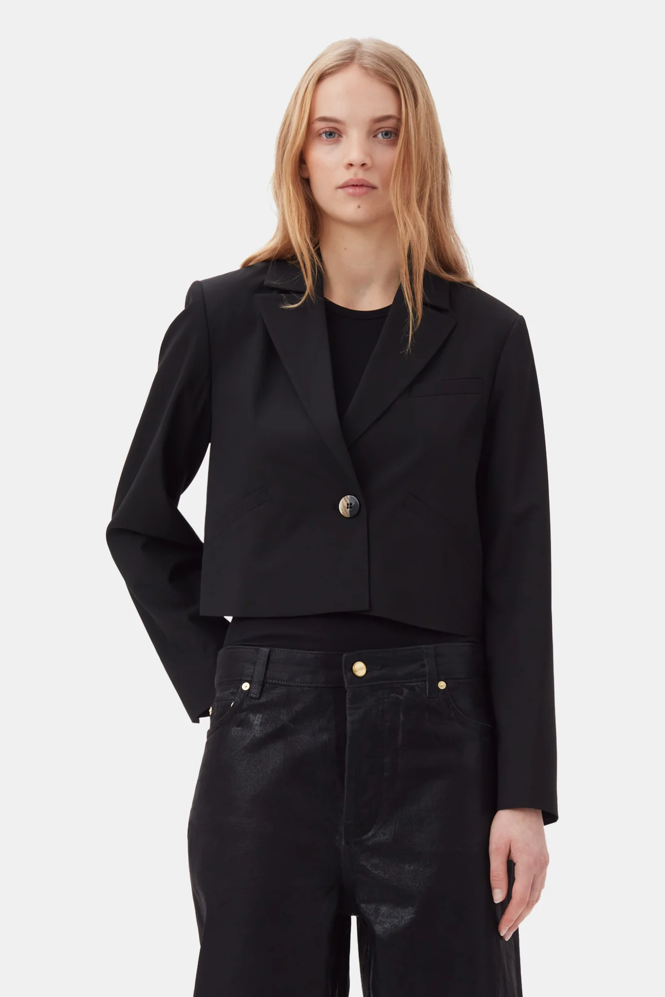 Drapey Melange Short Blazer | Black