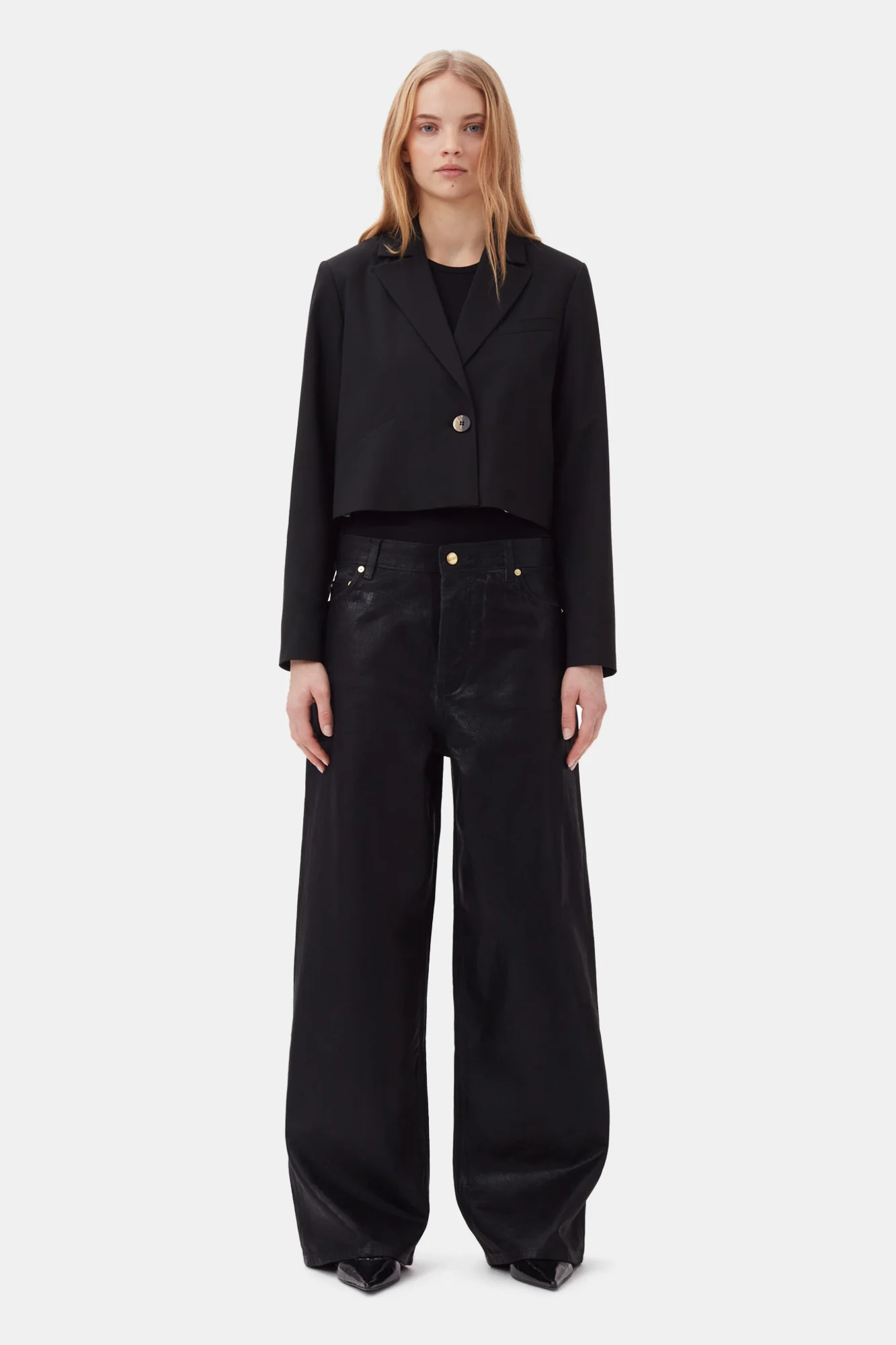 Drapey Melange Short Blazer | Black - Image 2