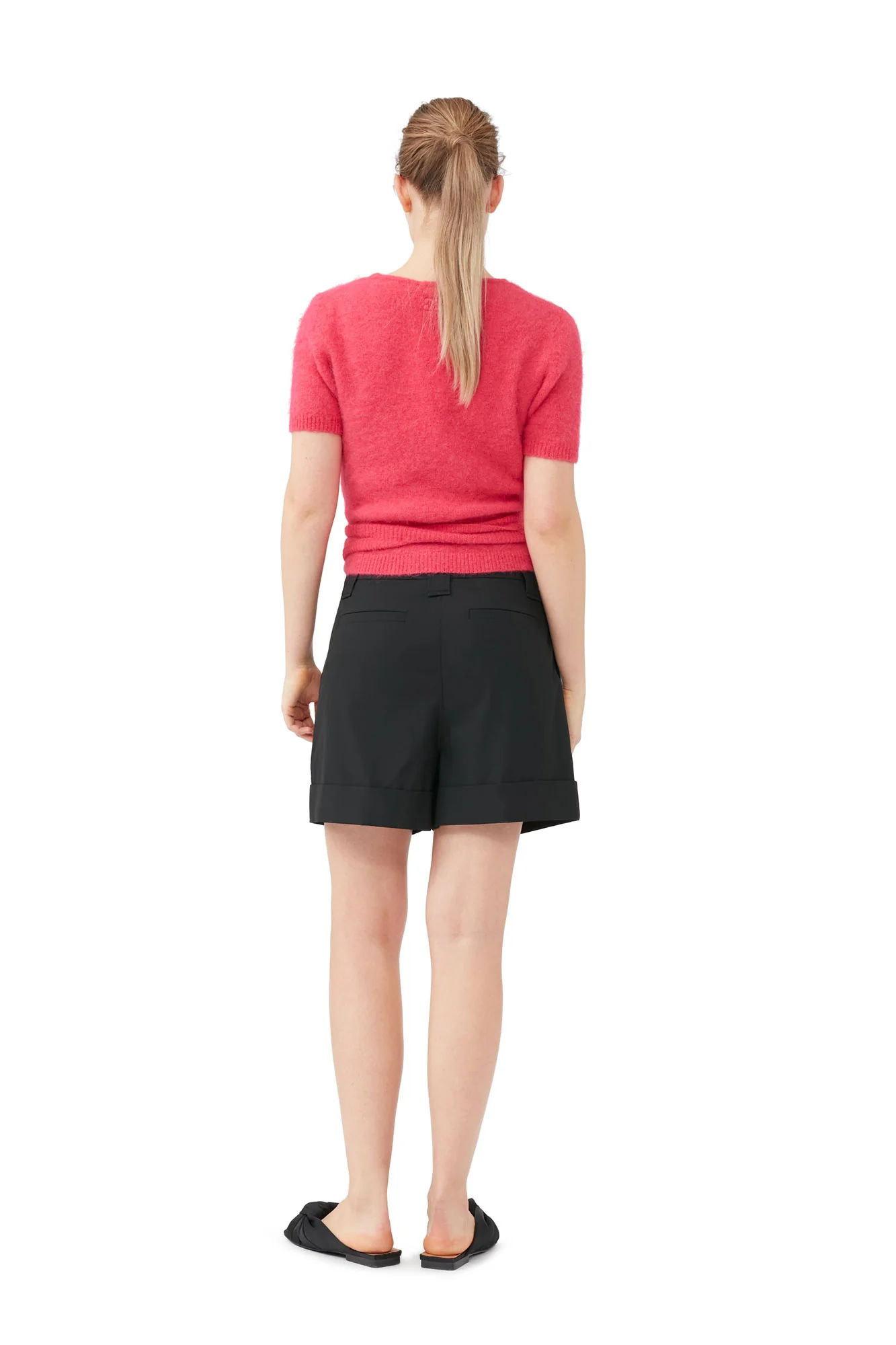 Drapey Melange Shorts | Black - Image 4