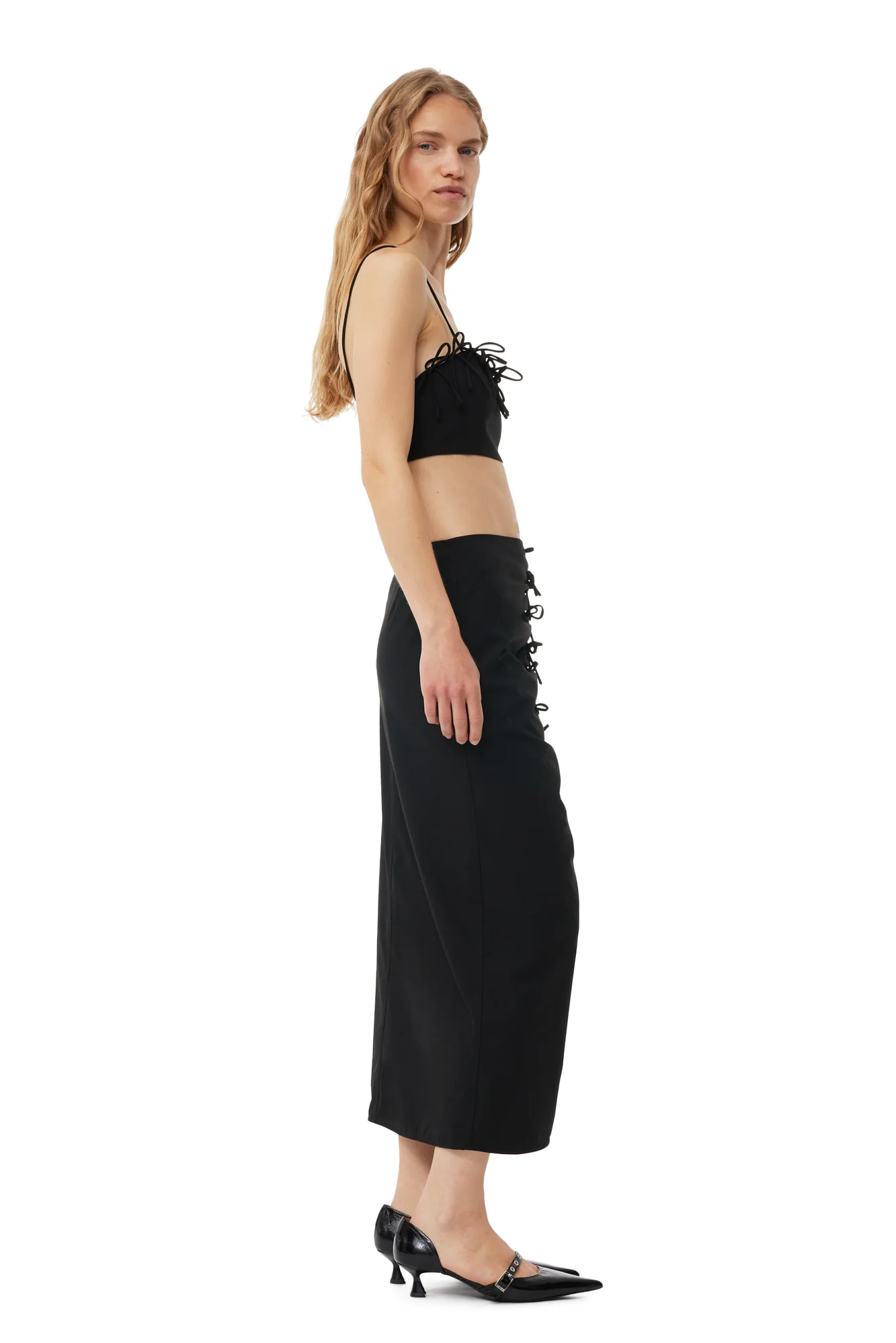 Drapey Melange Sleeveless Top | Black - Image 8
