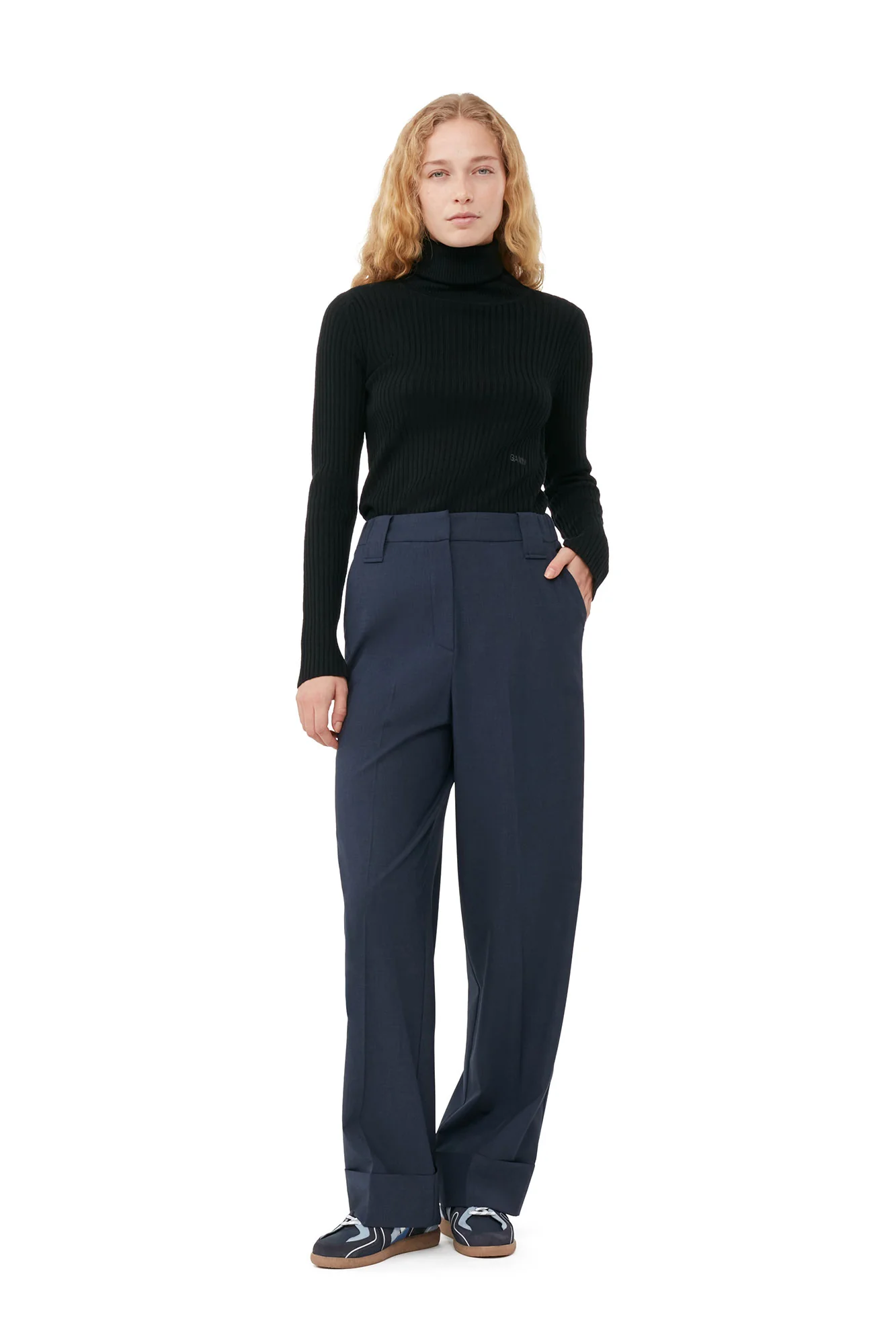Drapey Melange Trousers | Sky Captain - Image 3