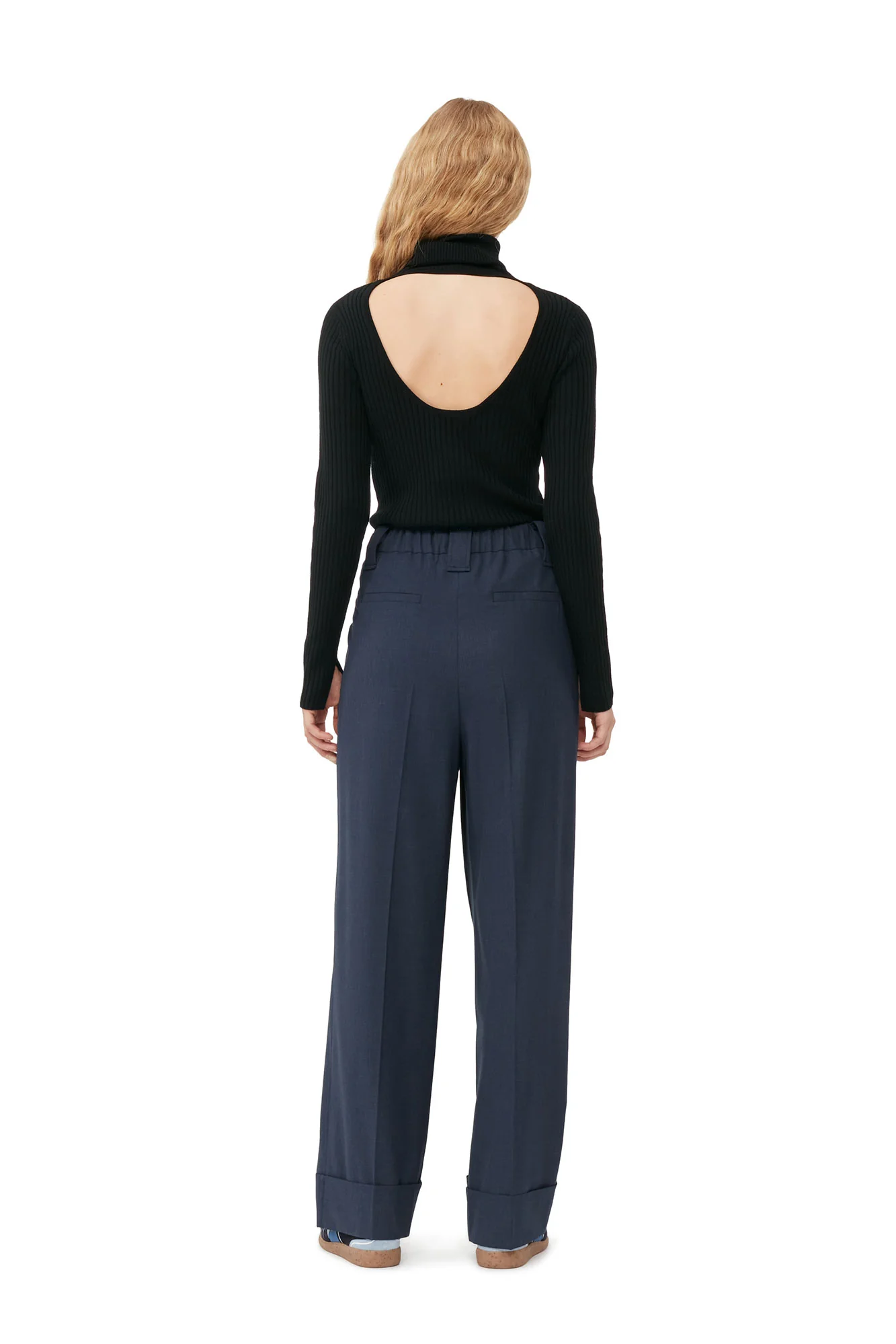Drapey Melange Trousers | Sky Captain - Image 5