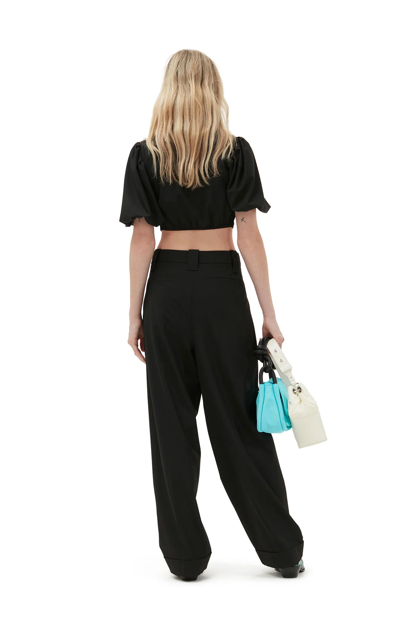 Drapey Melange Zipper Blouse | Black - Image 4
