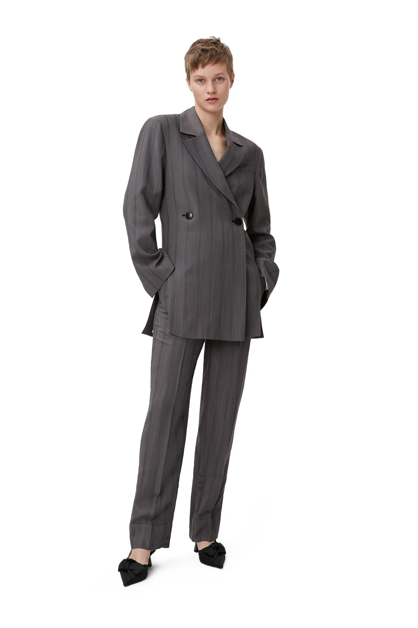 Drapey Stripe Blazer | Black Stripes - Image 3