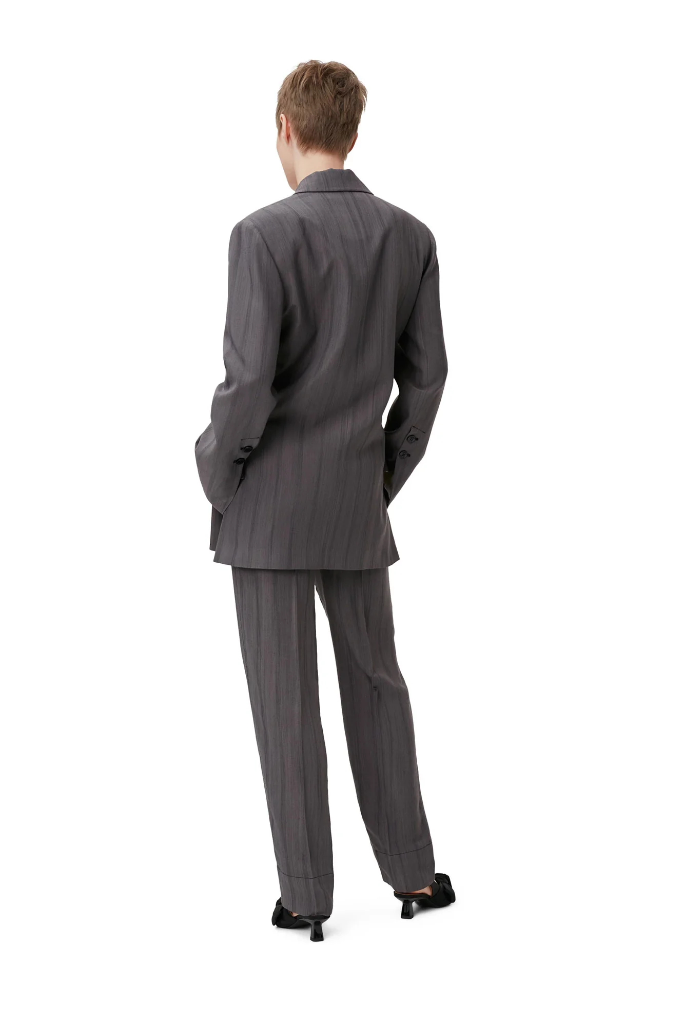 Drapey Stripe Blazer | Black Stripes - Image 4