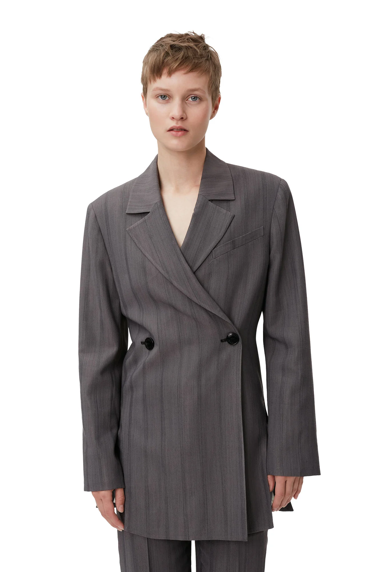 Drapey Stripe Blazer | Black Stripes - Image 5