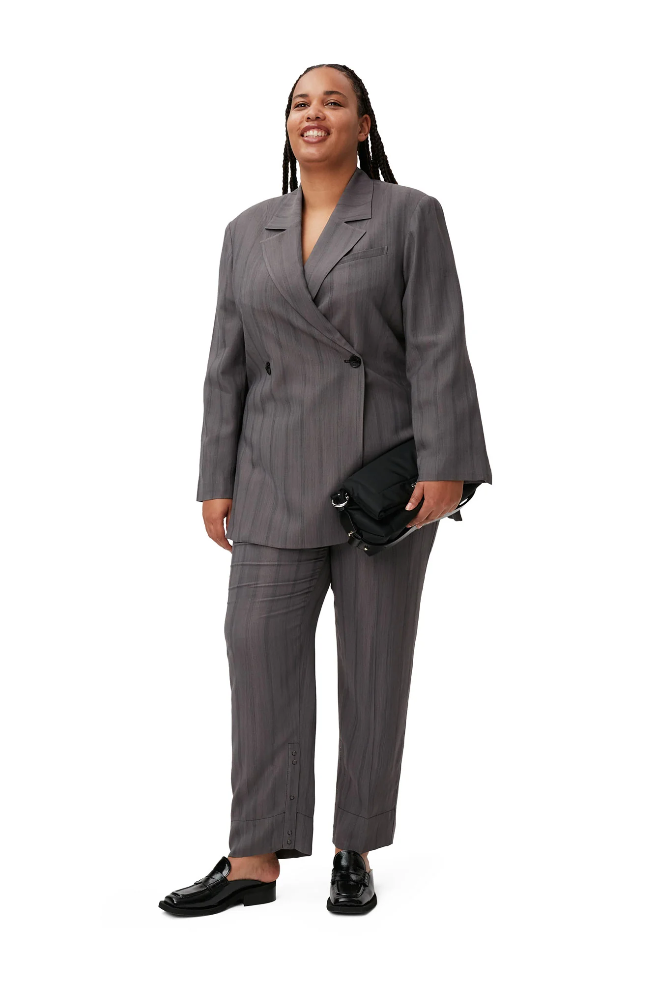 Drapey Stripe Blazer | Black Stripes - Image 8