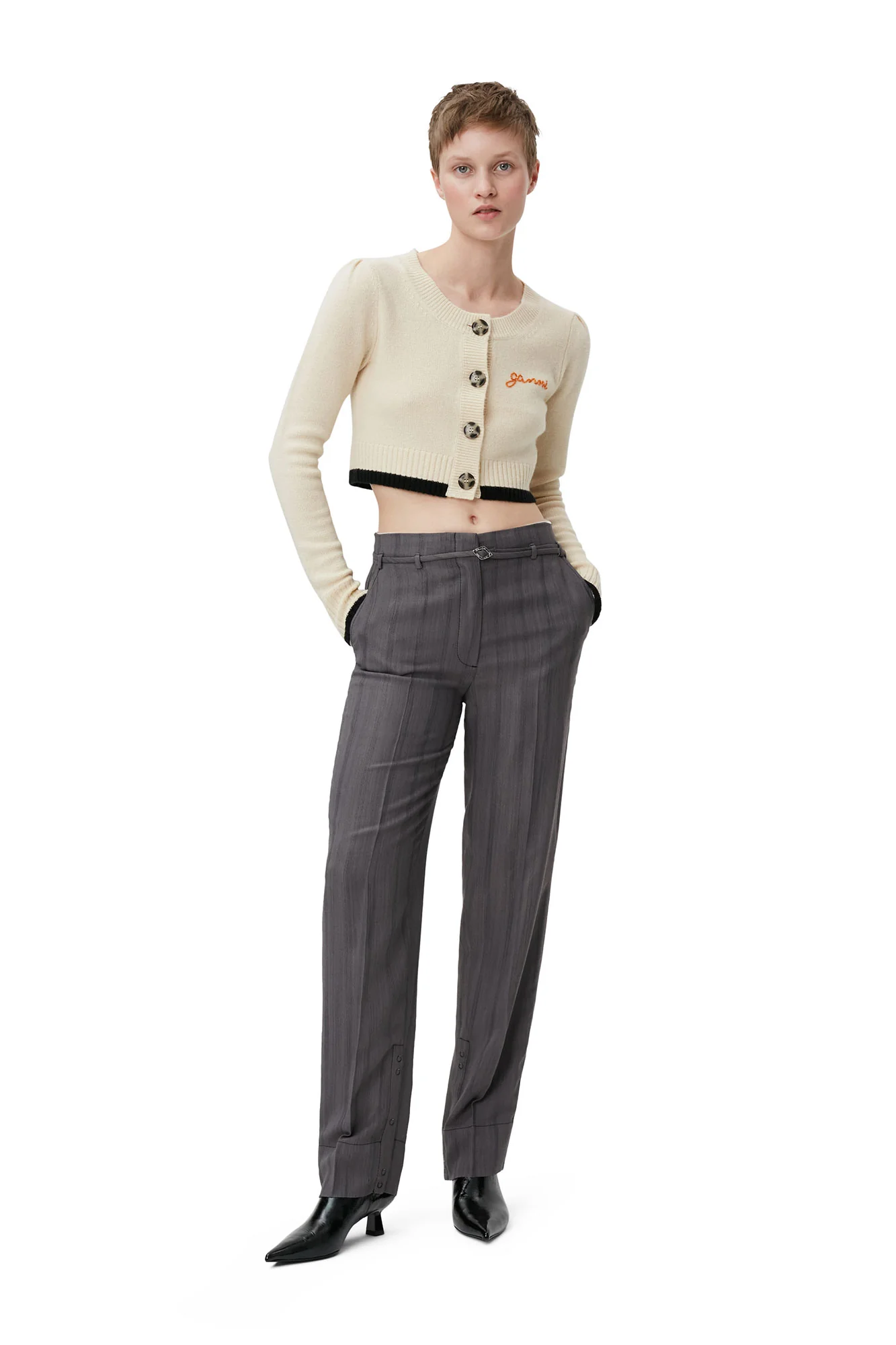 Drapey Stripe Trousers | Black Stripes - Image 3