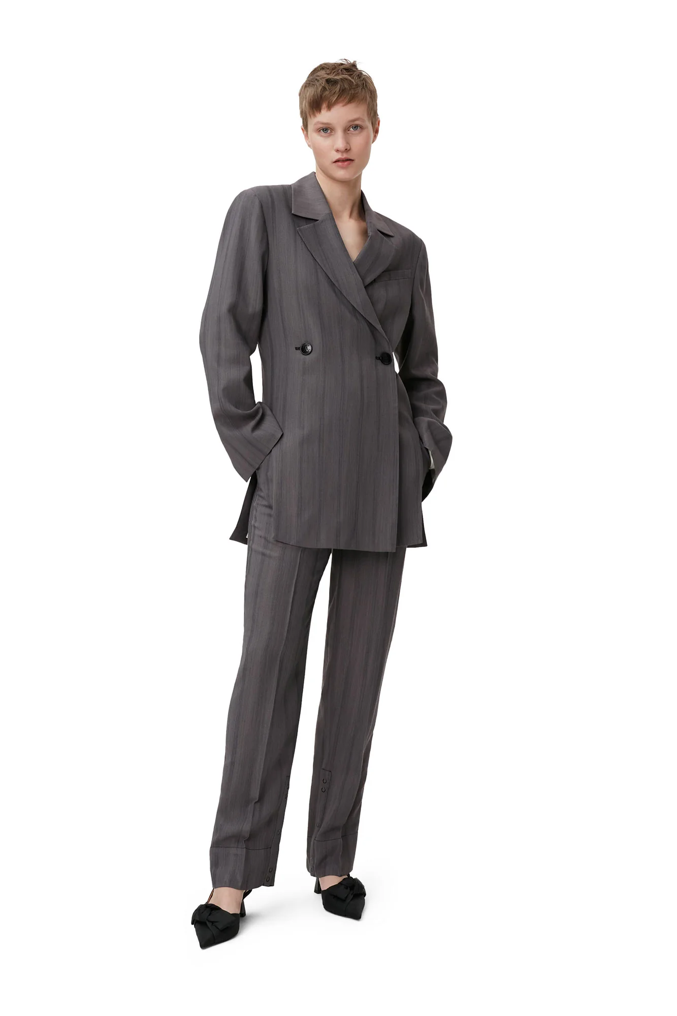 Drapey Stripe Trousers | Black Stripes - Image 6