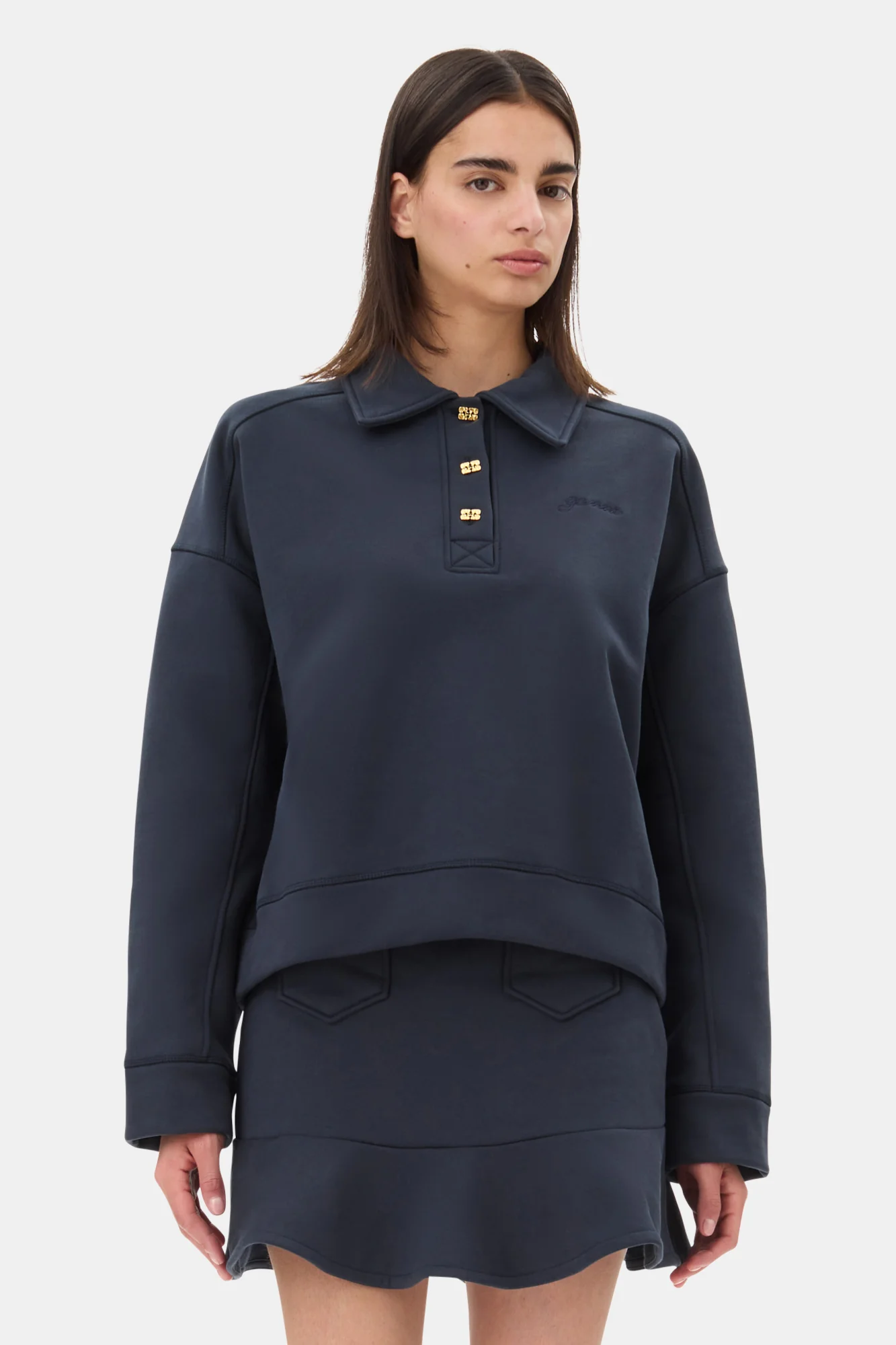 Drop Shoulder Polo Shirt | Sky Captain - Image 3