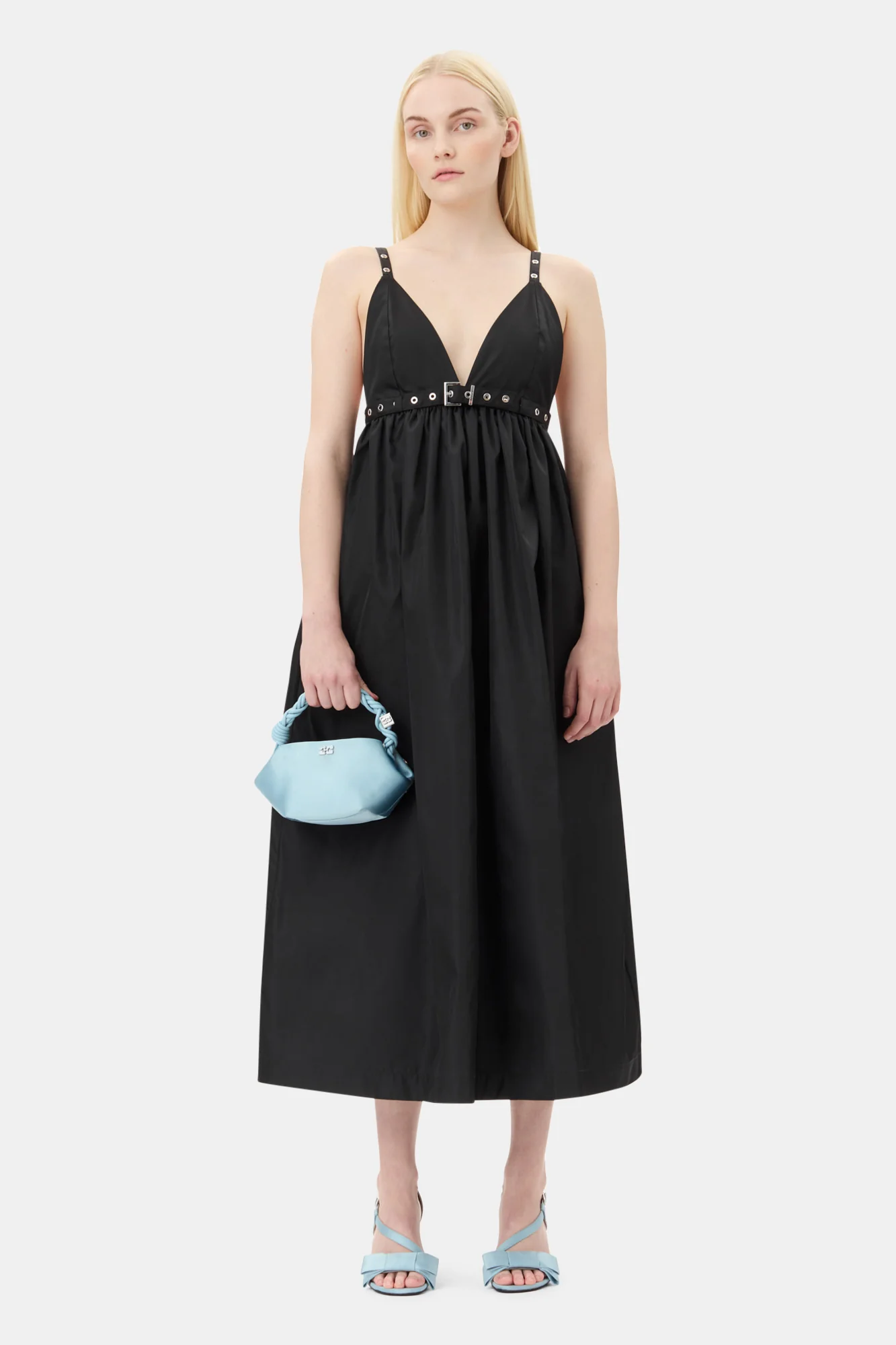 Duchesse Nylon Strap Dress | Black - Image 3