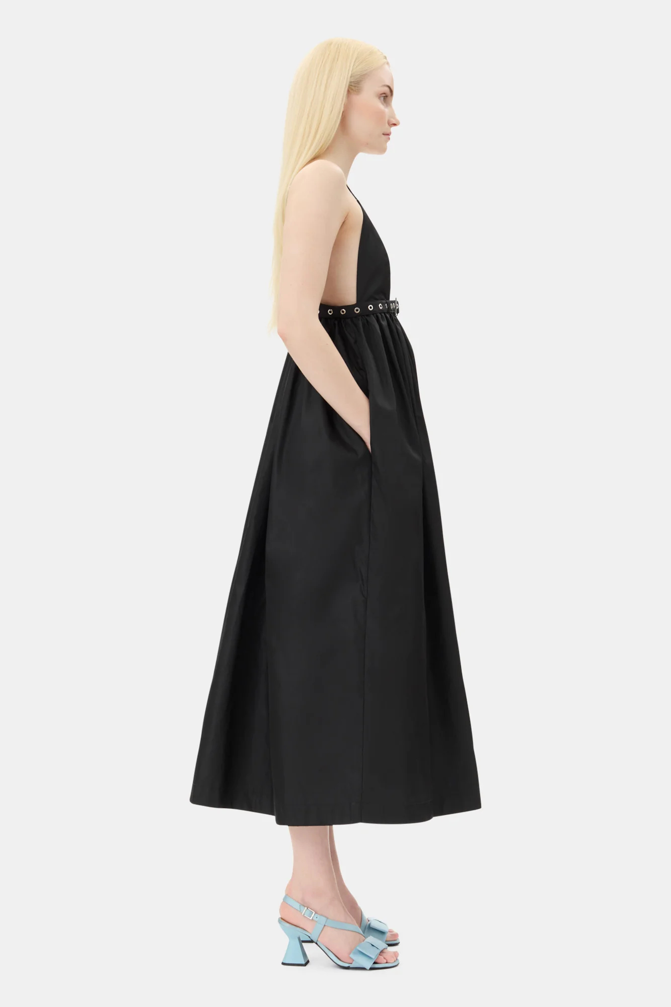 Duchesse Nylon Strap Dress | Black - Image 5