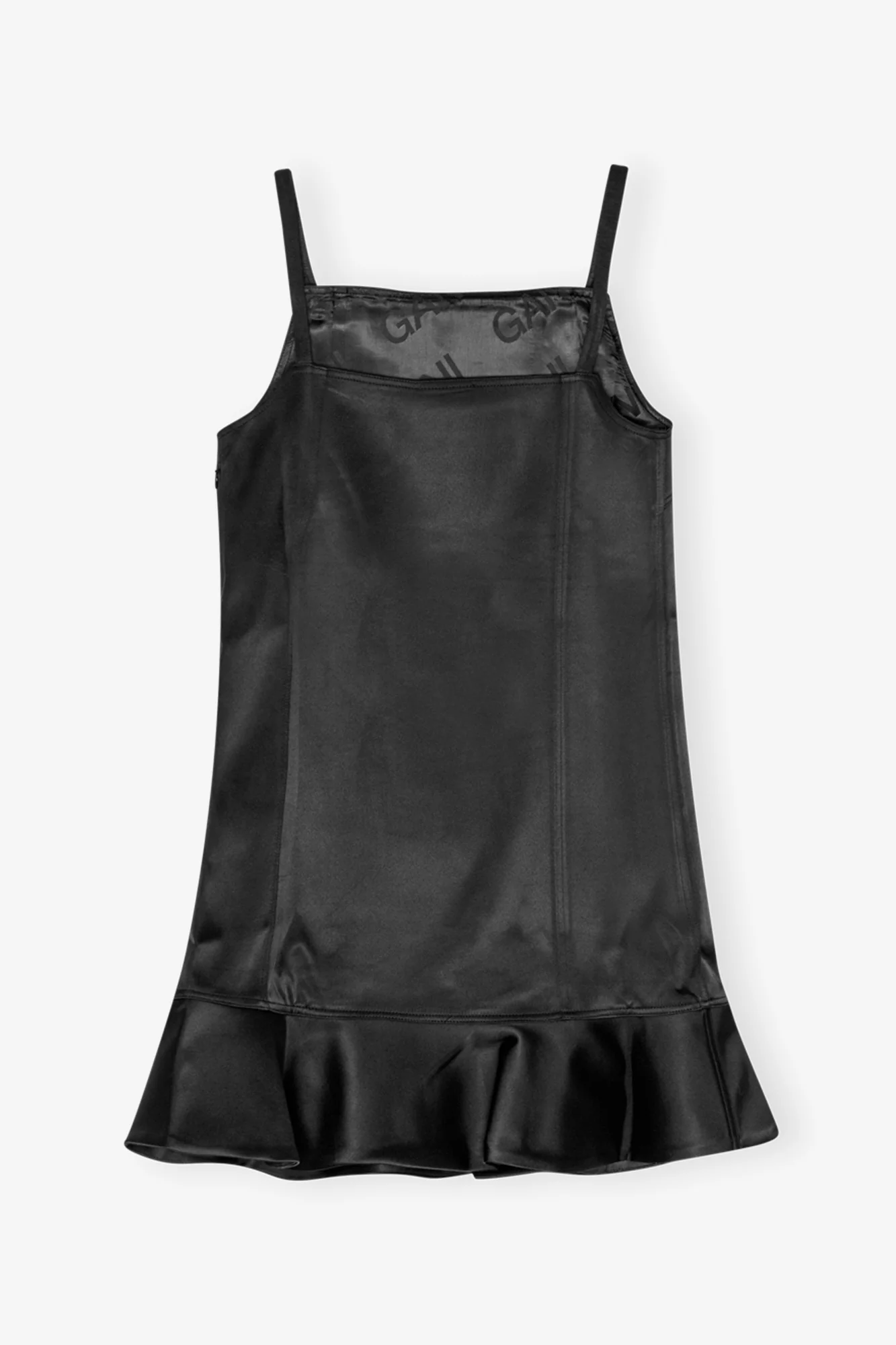 Duchesse Satin Mini Dress | Black - Image 2