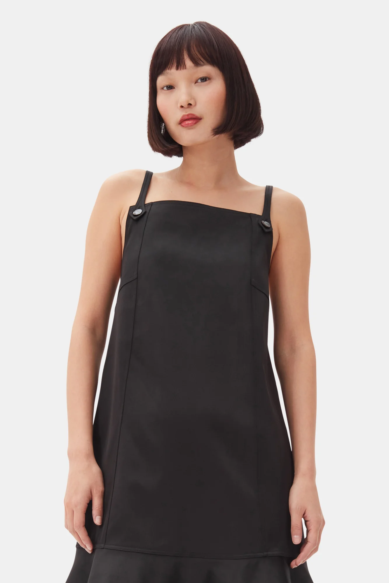Duchesse Satin Mini Dress | Black - Image 4