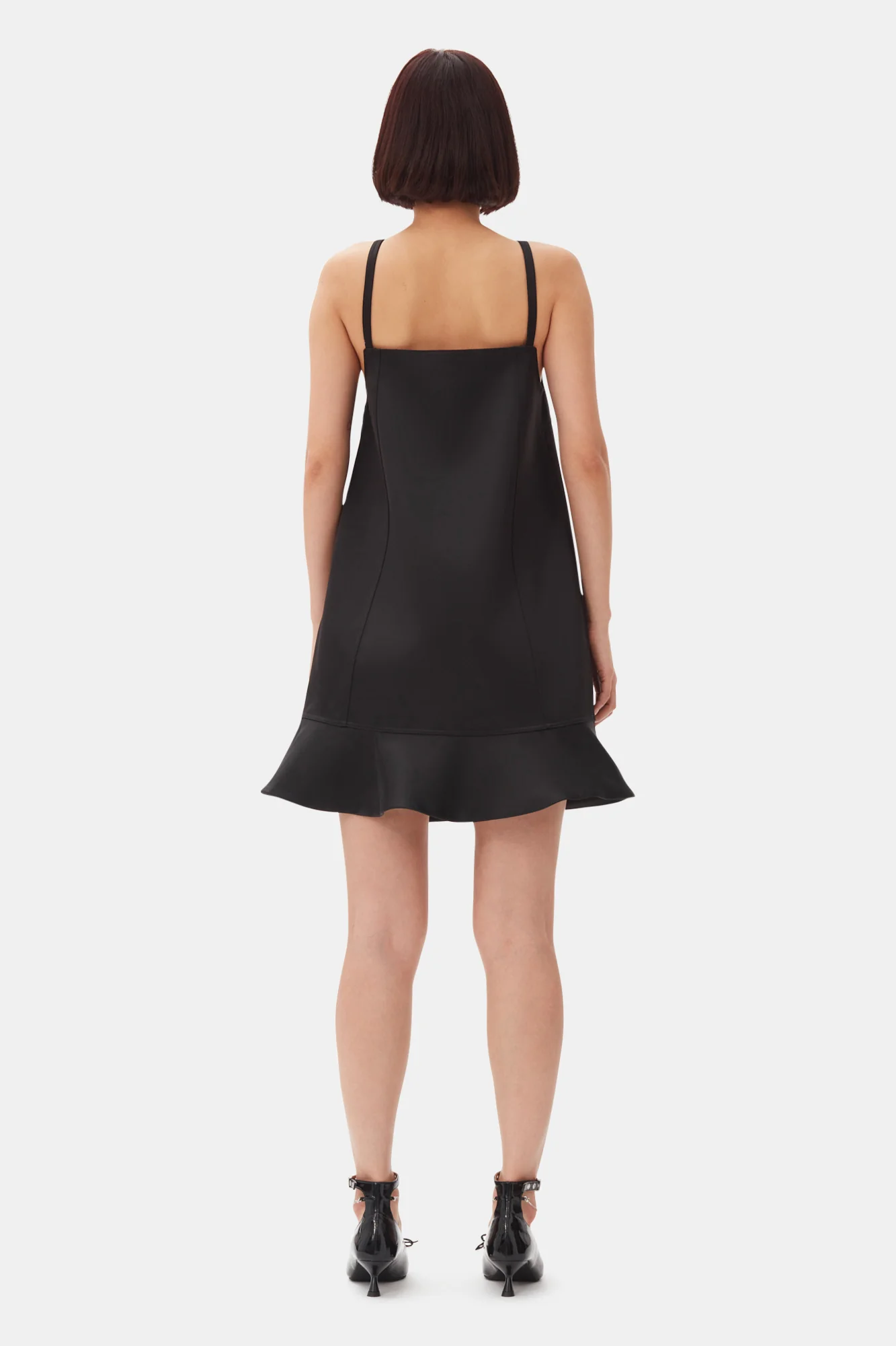 Duchesse Satin Mini Dress | Black - Image 6