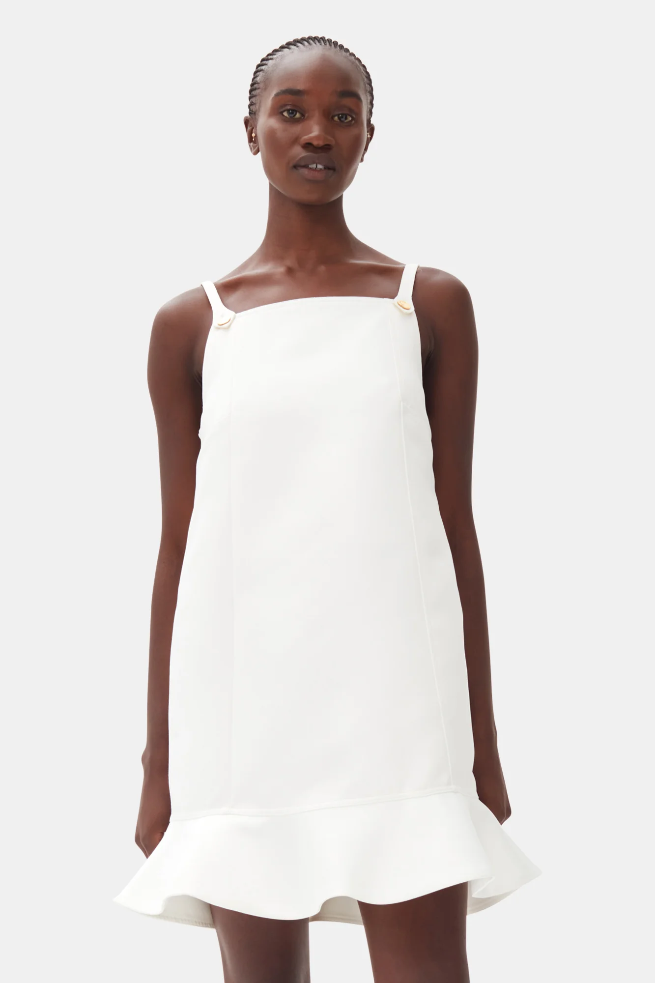 Duchesse Satin Mini Dress | Egret - Image 4