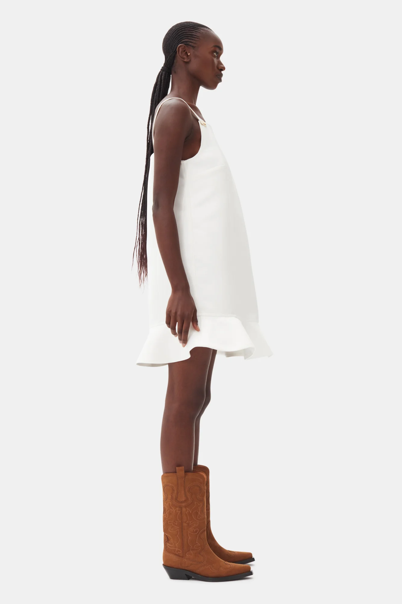 Duchesse Satin Mini Dress | Egret - Image 5