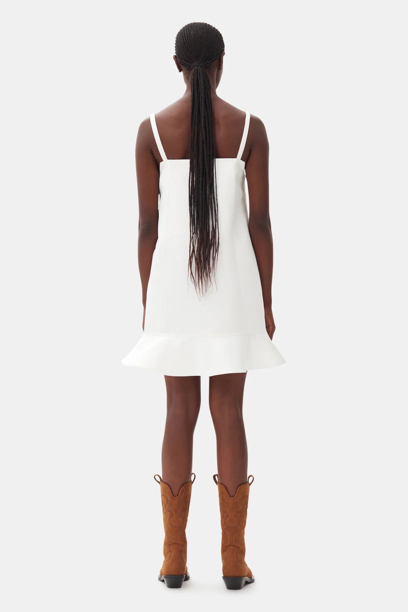 Duchesse Satin Mini Dress | Egret - Image 6