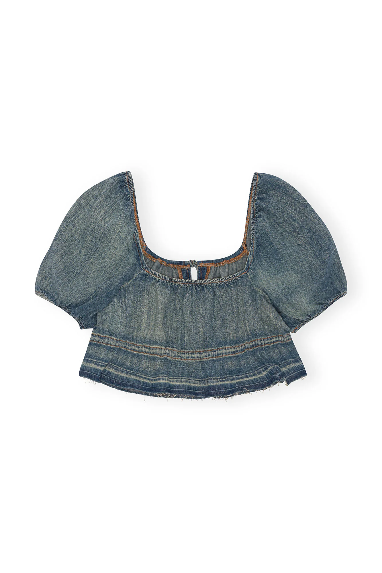 Edge Denim Puff Sleeve Top | Tint Wash - Image 2