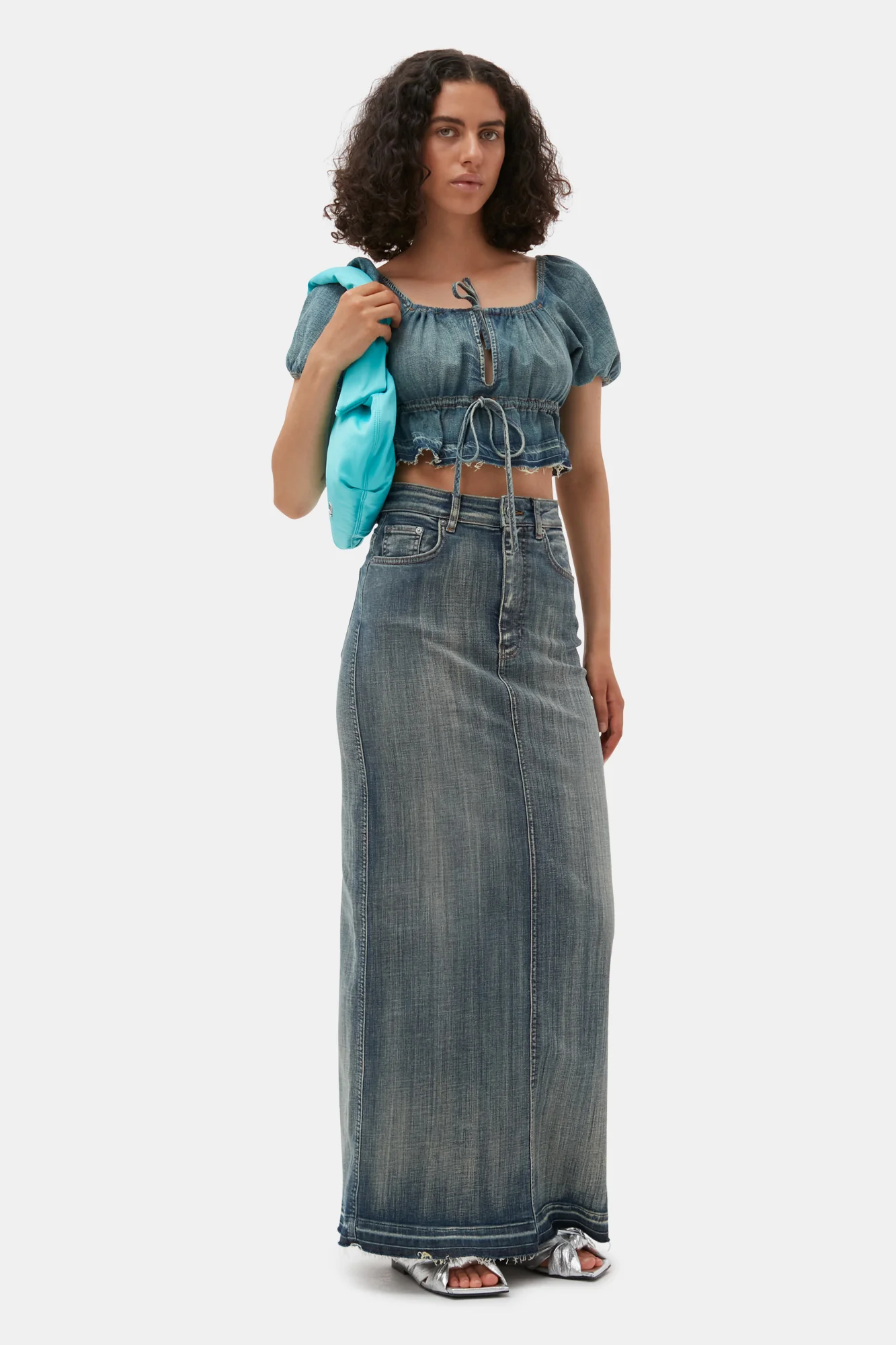 Edge Denim Puff Sleeve Top | Tint Wash - Image 3